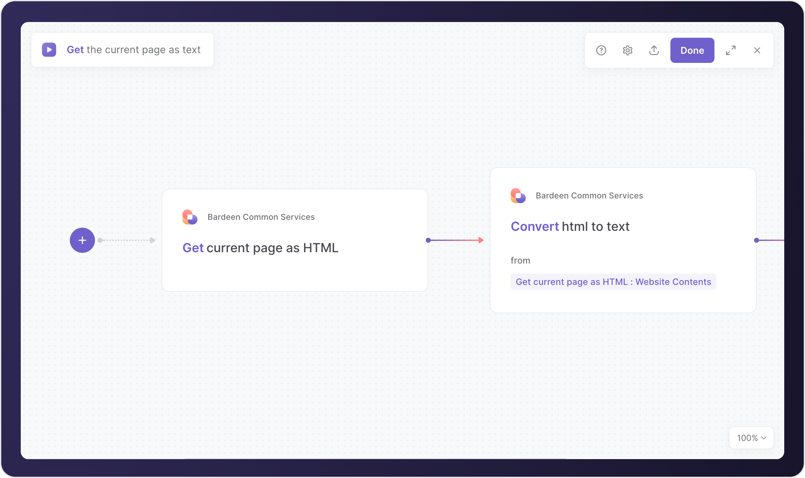 Screenshot of Bardeen interface