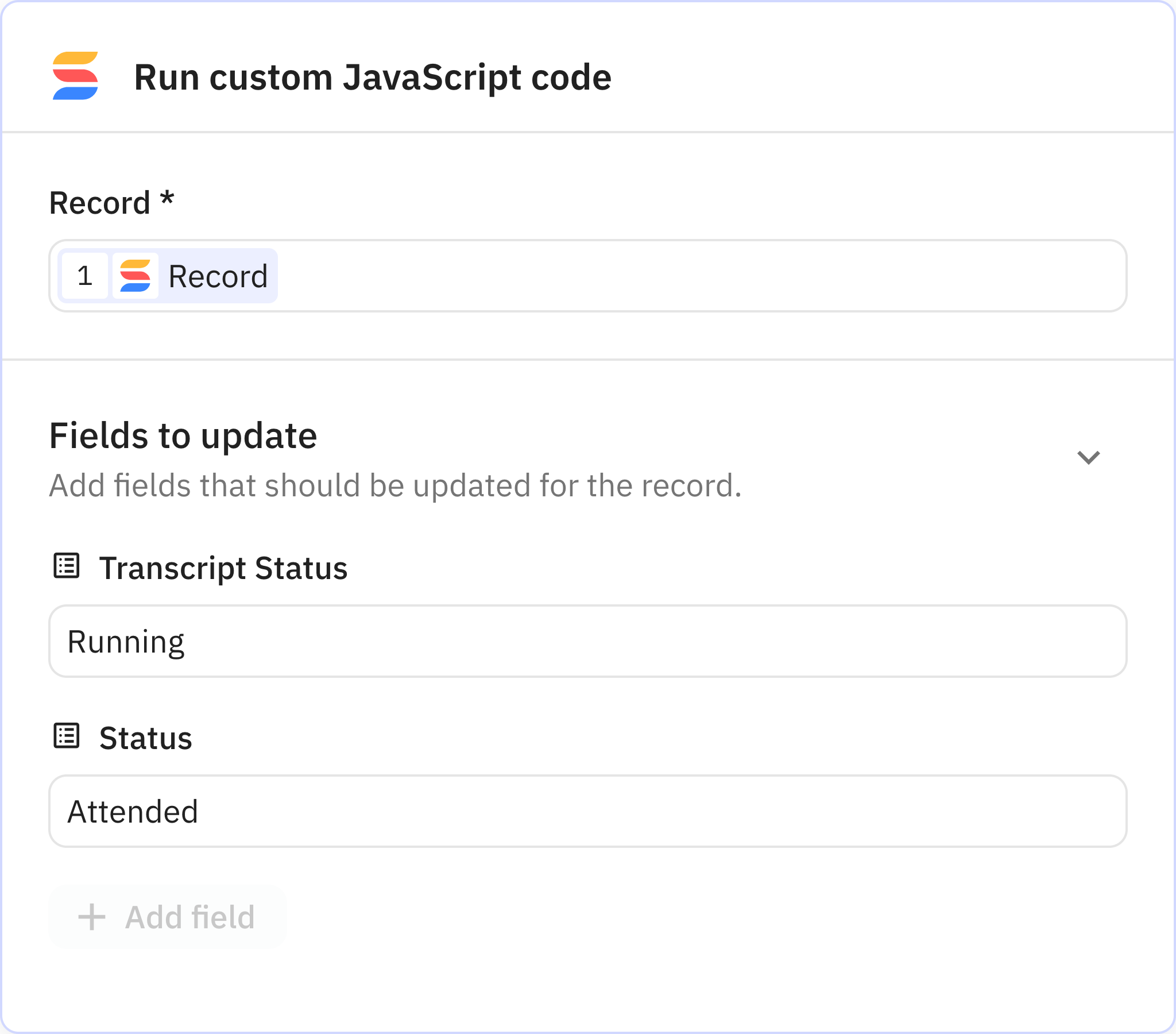 Relay.app screenshot of: Update record