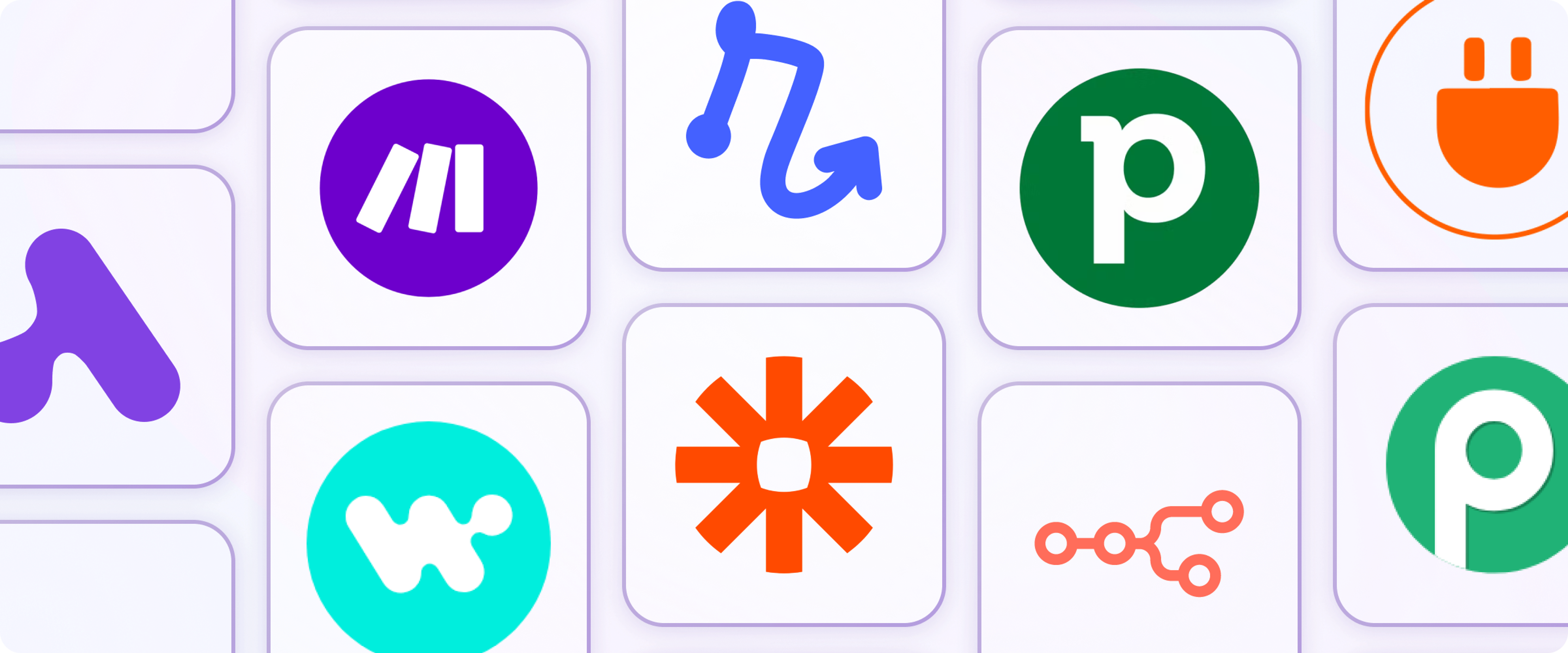 Logos of workflow automation apps