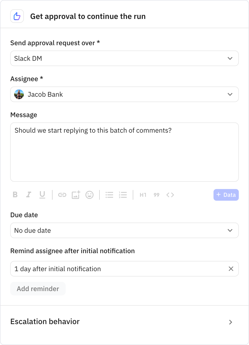 Relay.app screenshot of: Get approval to continue the run