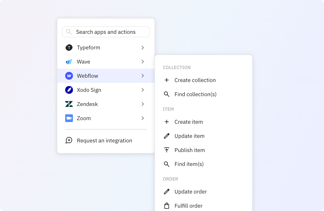Use any of these Webflow actions in your Relay.app workflows.