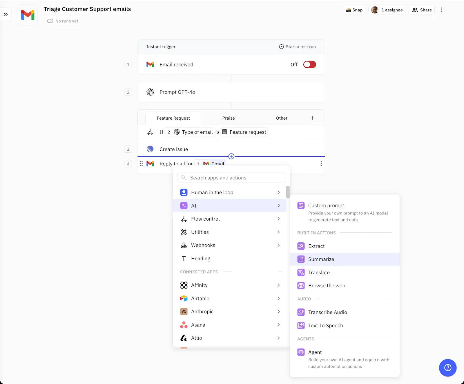 Relay.app playbook app interface