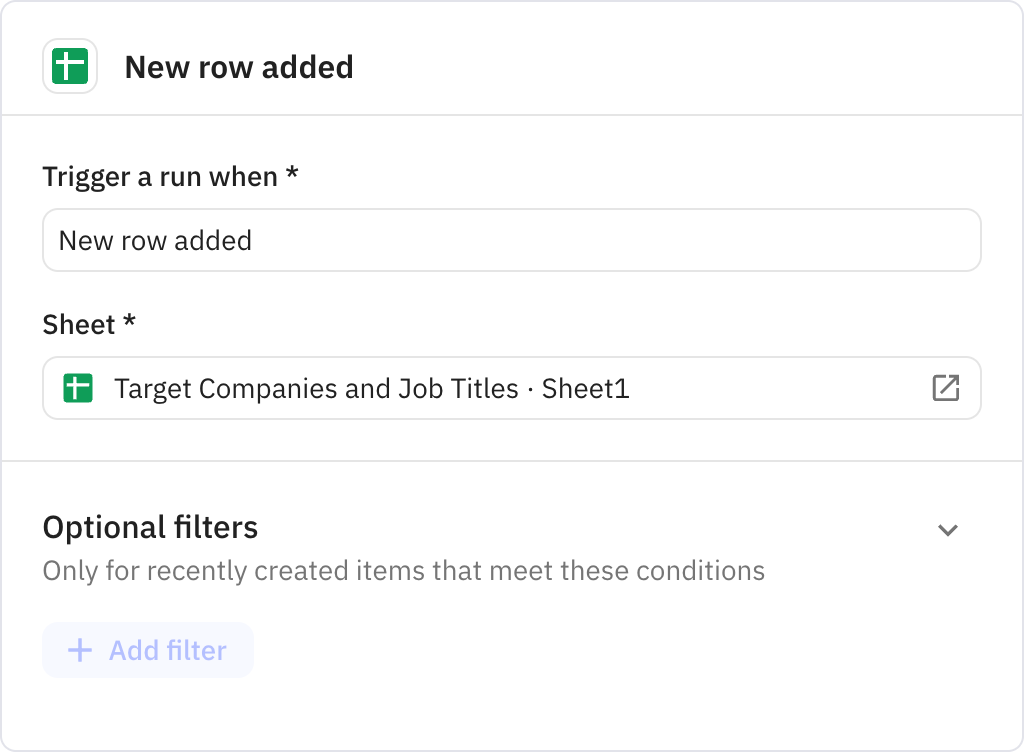 Relay.app screenshot of: New row added