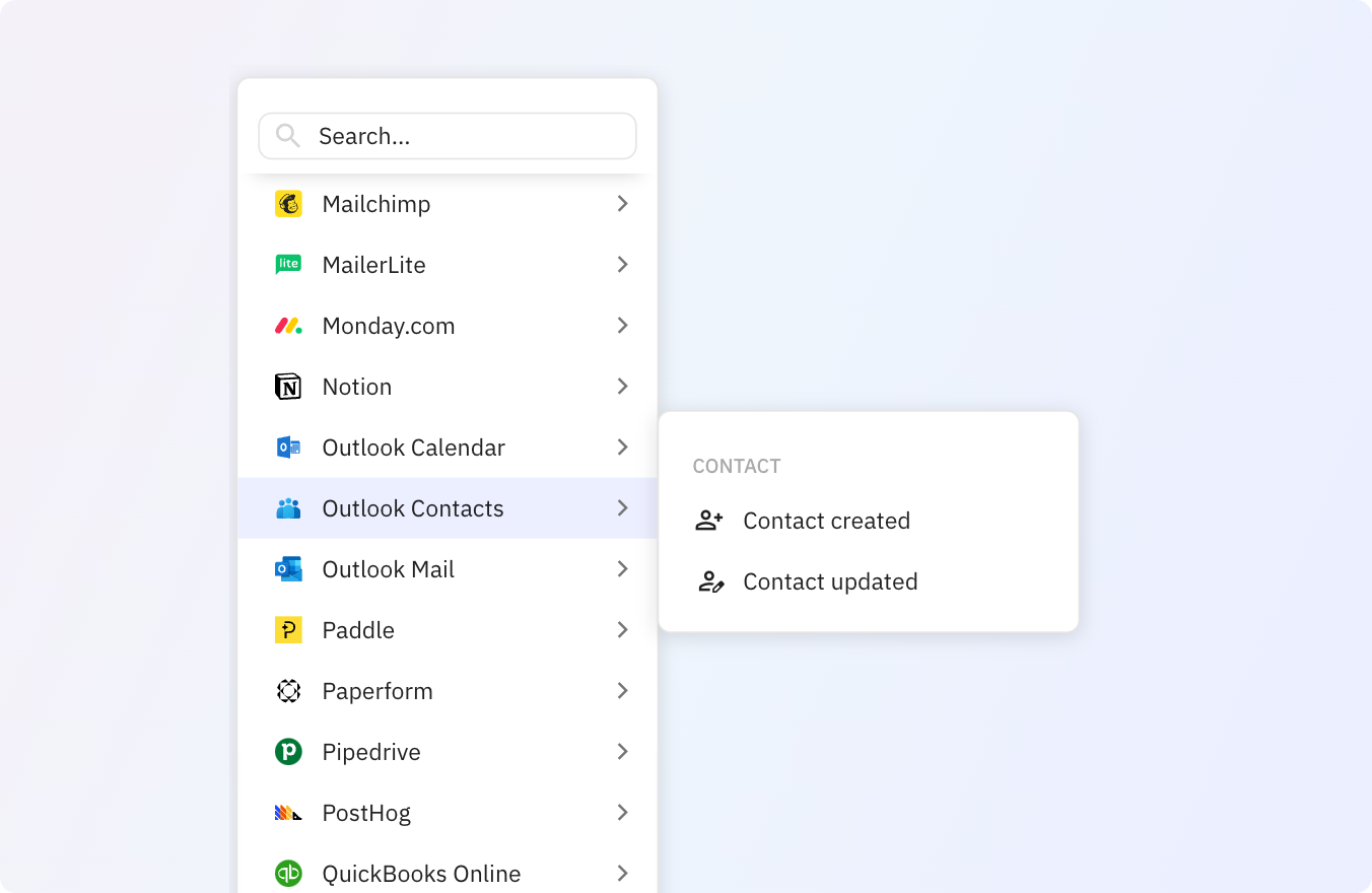Use Relay.app's Outlook Contacts integrations to trigger actions across your apps