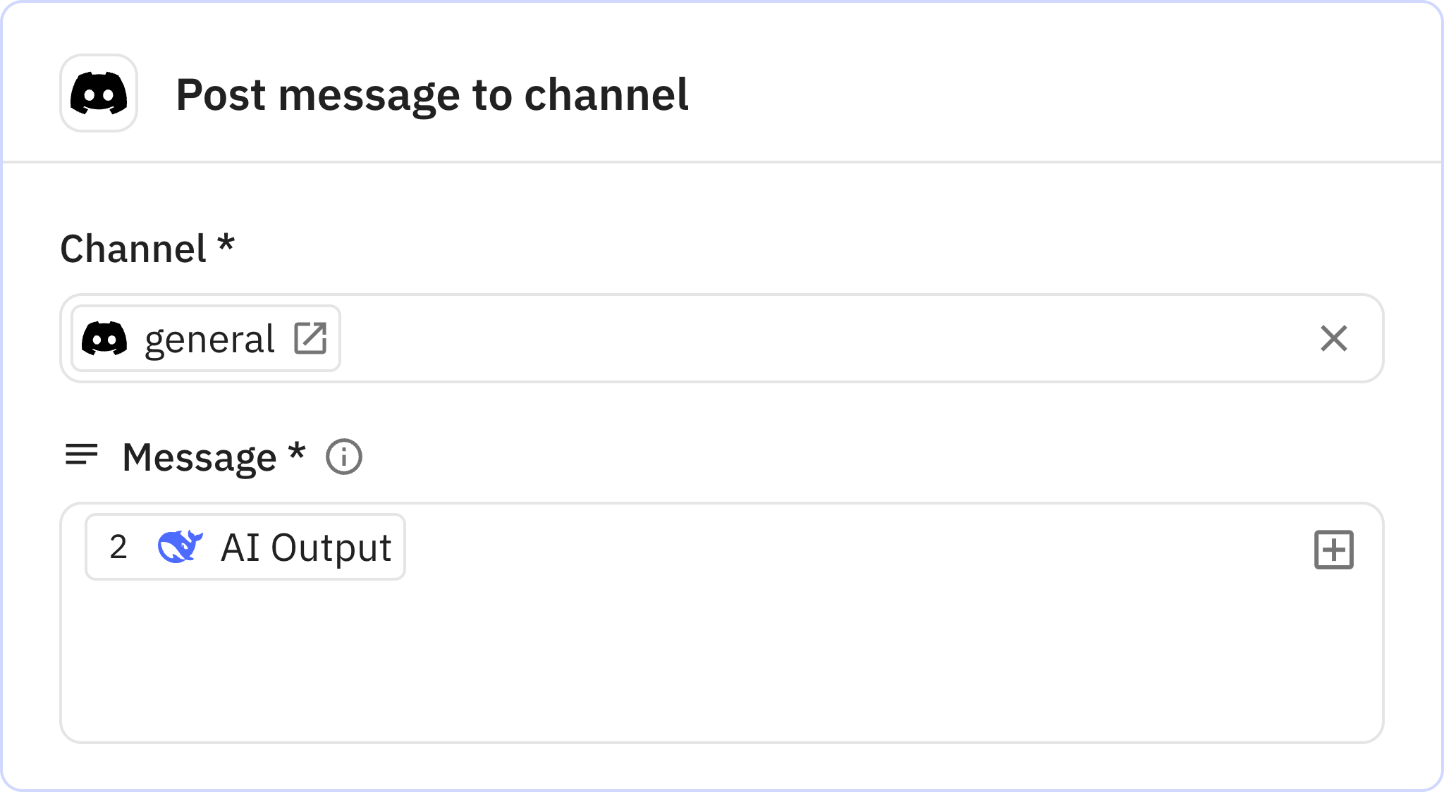 Relay.app screenshot of: Post message to channel