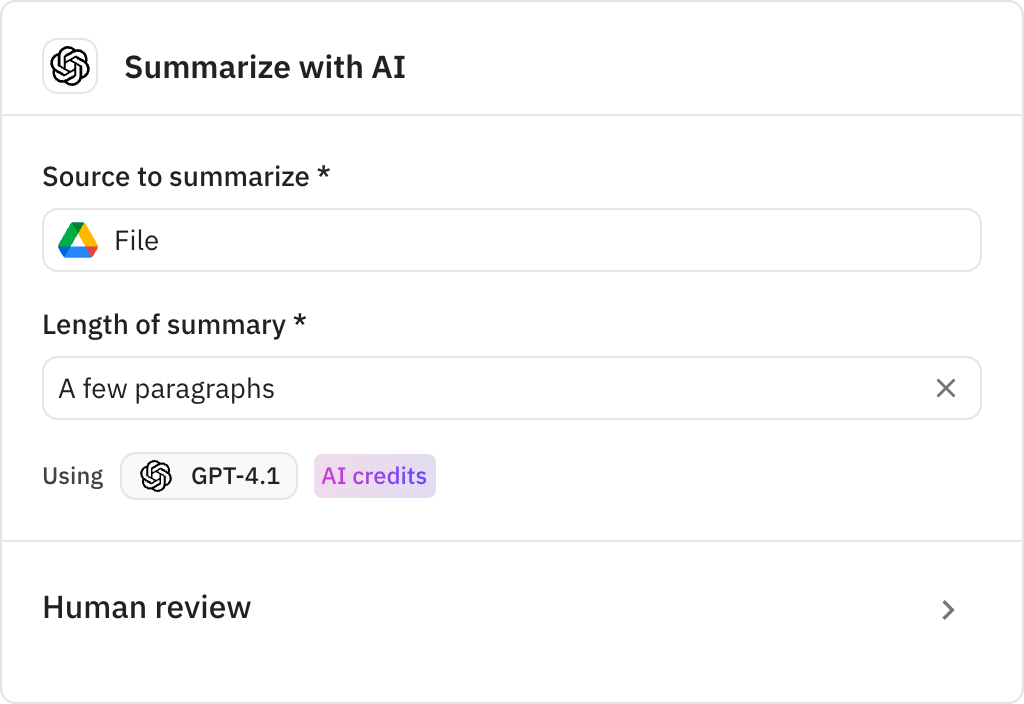 Relay.app screenshot of: Summarize with AI
