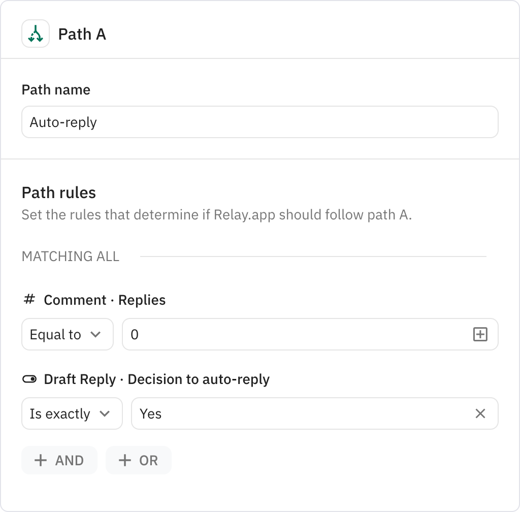 Relay.app screenshot of: Auto-reply