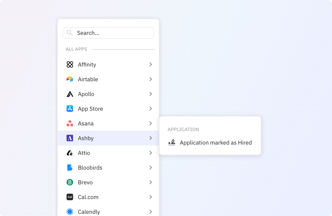 Use Relay.app's Ashby integration to trigger actions across your apps