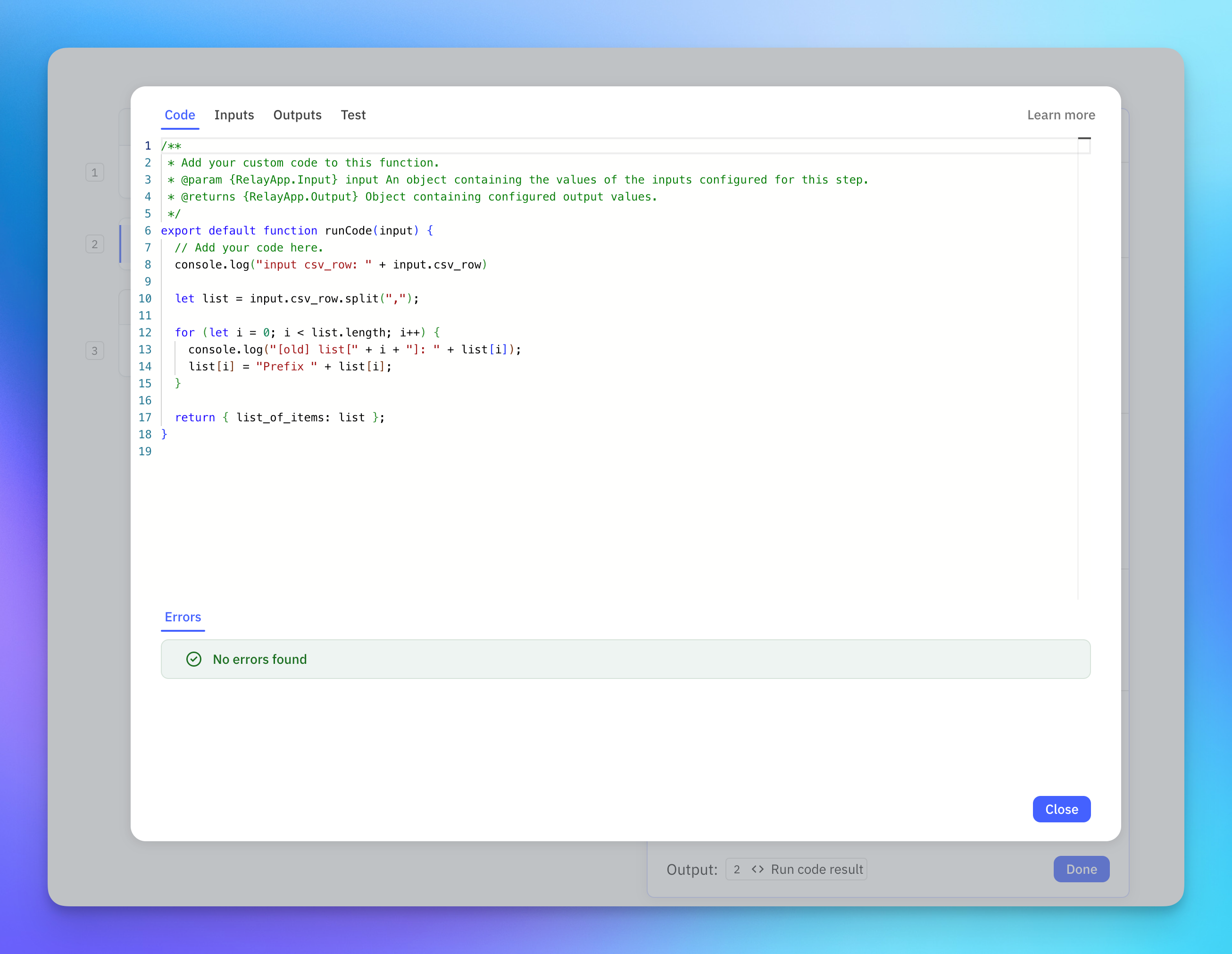 Now you can run custom JavaScript code in Relay.app