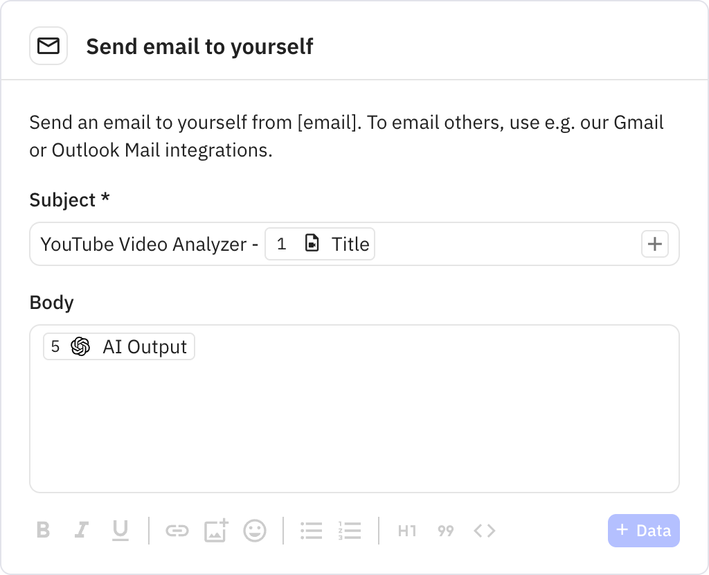 Relay.app screenshot of: Send email to yourself
