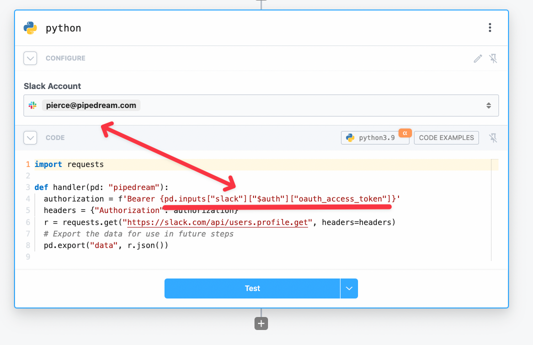 Python code in Pipedream
