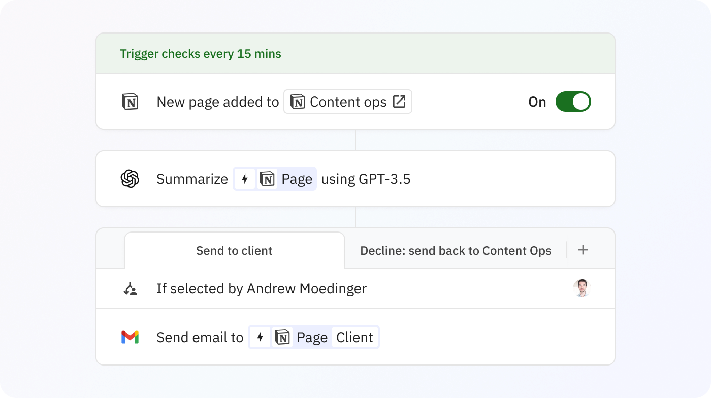 Screenshot of a human-in-the-loop path selection step in Relay.app
