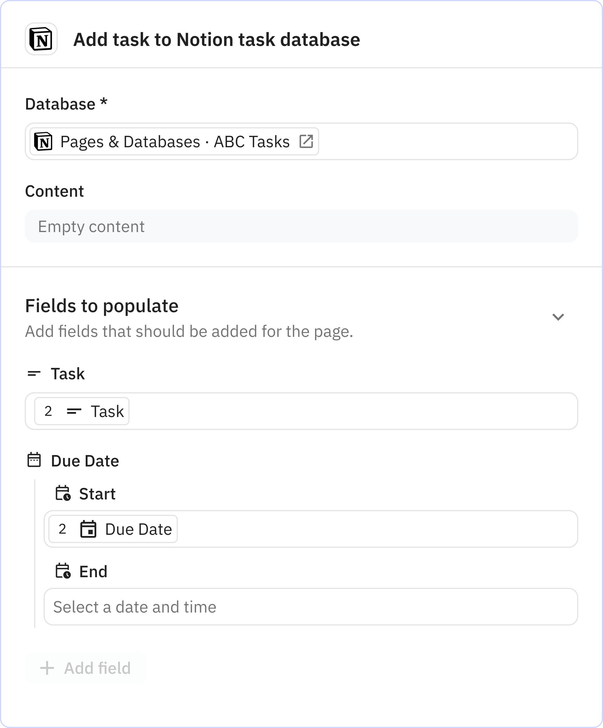 Relay.app screenshot of: Add task to Notion task database