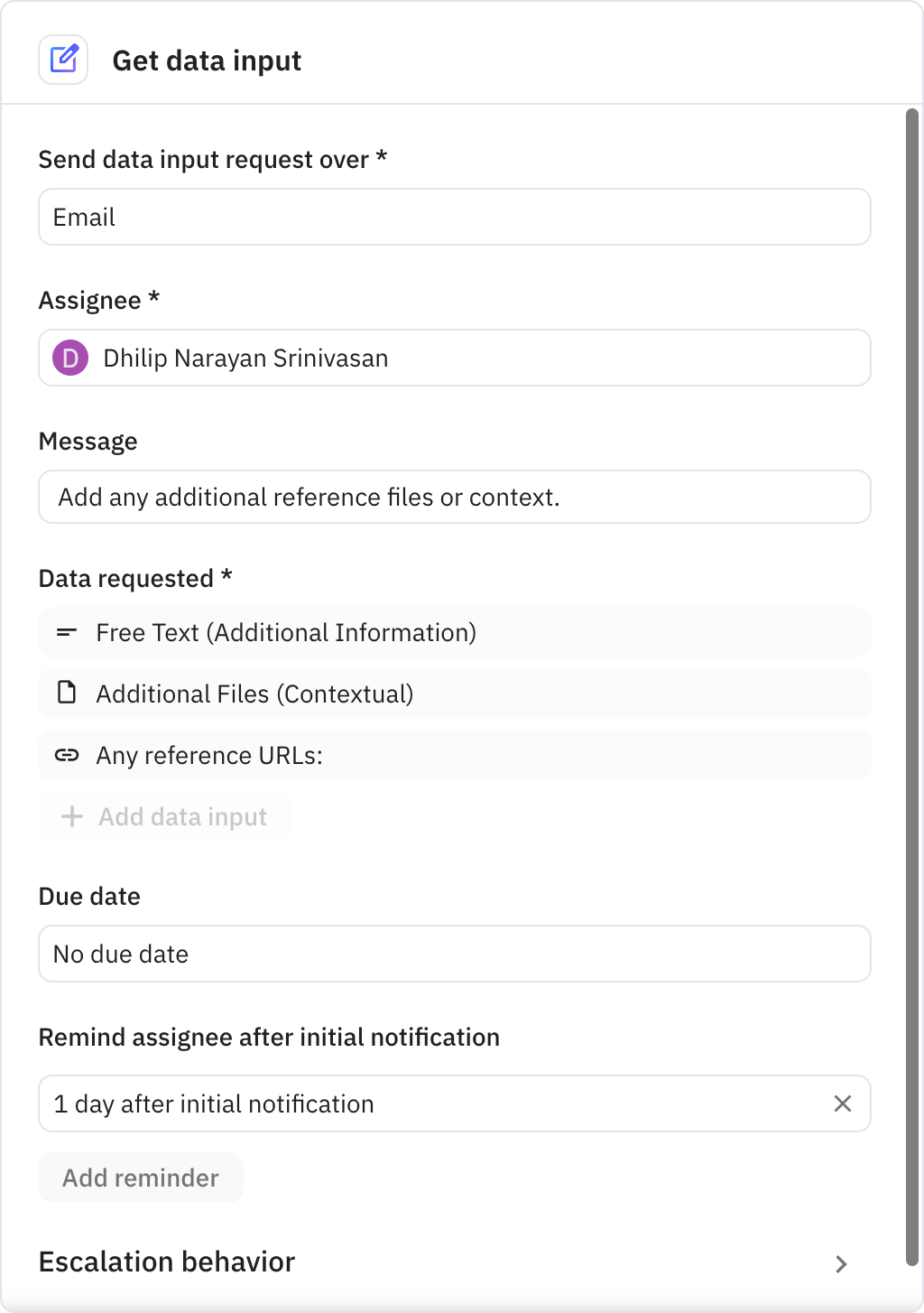 Relay.app screenshot of: Get data input