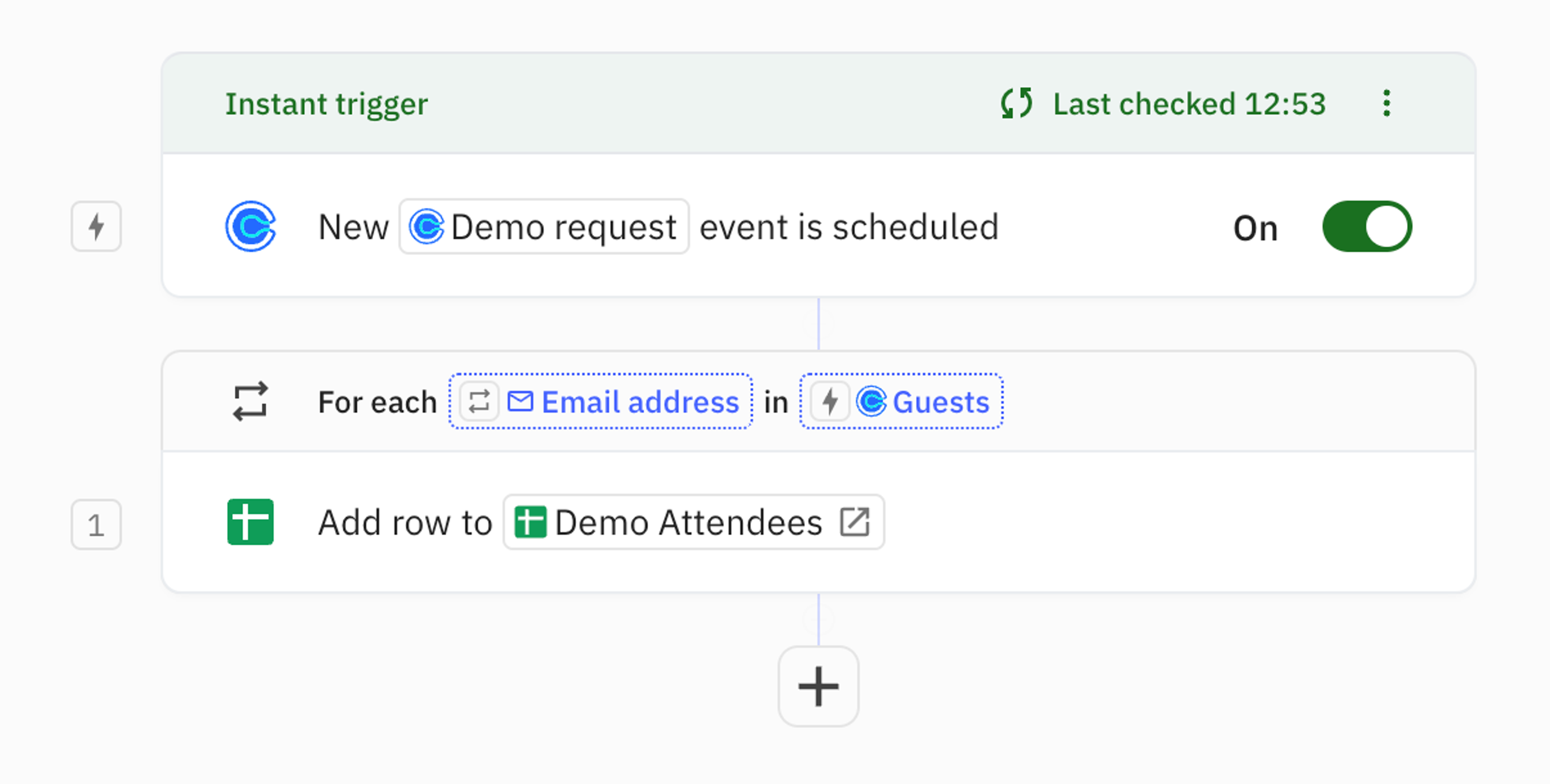 Automatically add event attendees to a spreadsheet via an Iterator in Relay.app