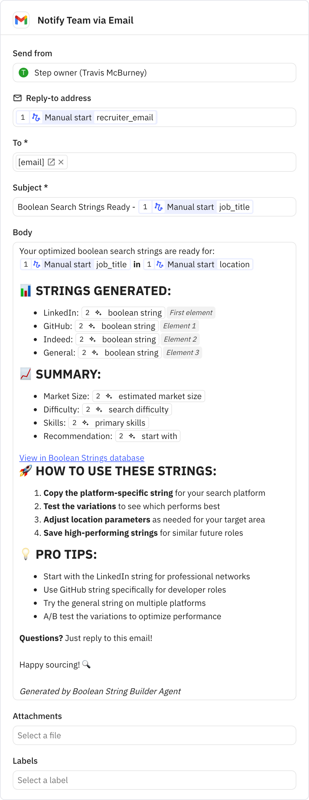 Relay.app screenshot of: Notify Team via Email
