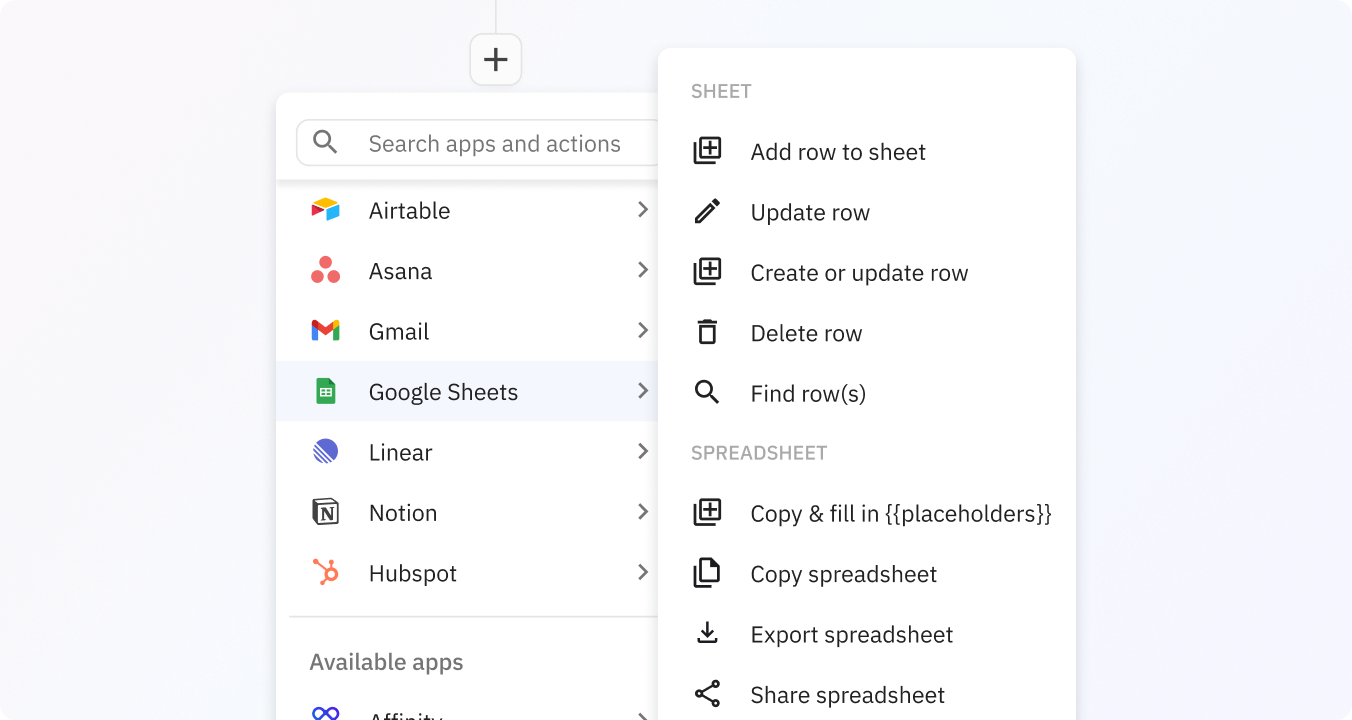 Preview of An overview of the Google Sheets actions