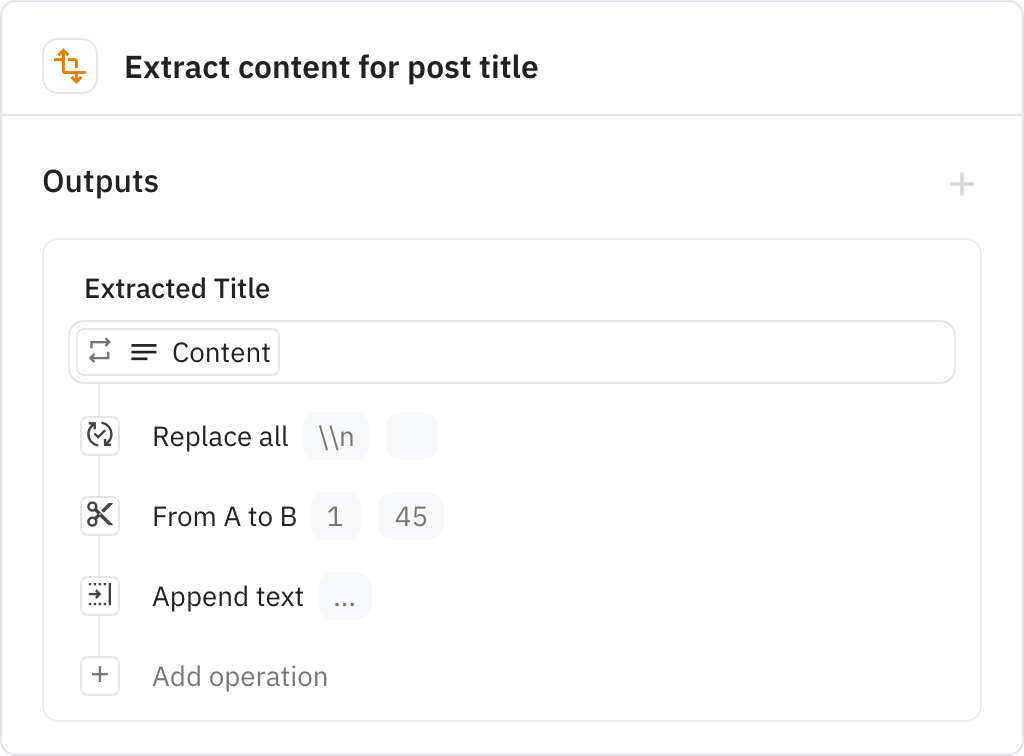 Relay.app screenshot of: Extract content for post title