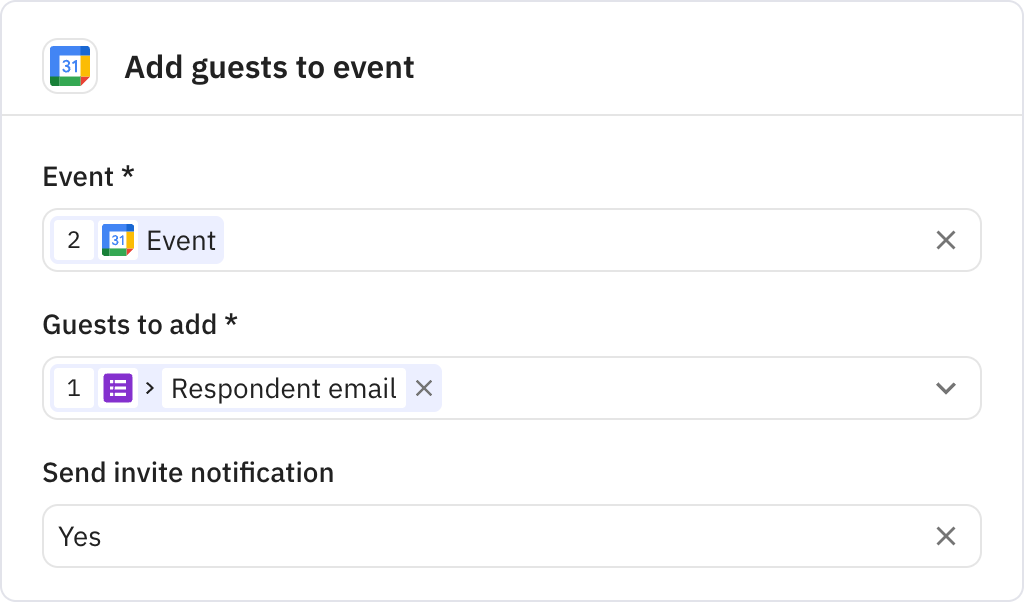 Relay.app screenshot of: Add guests to event