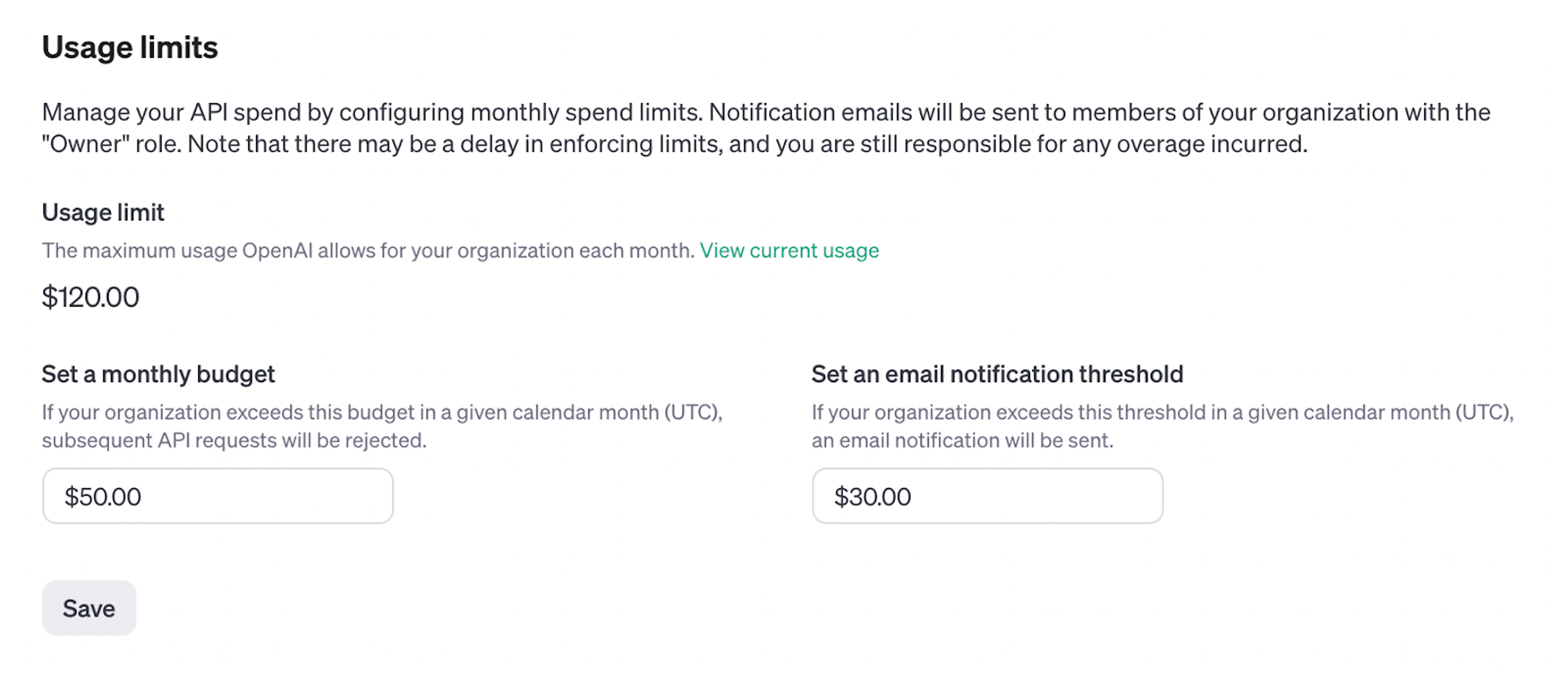 OpenAI limits and email reminders