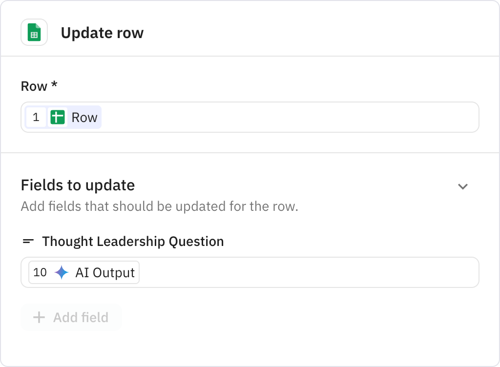 Relay.app screenshot of: Update row