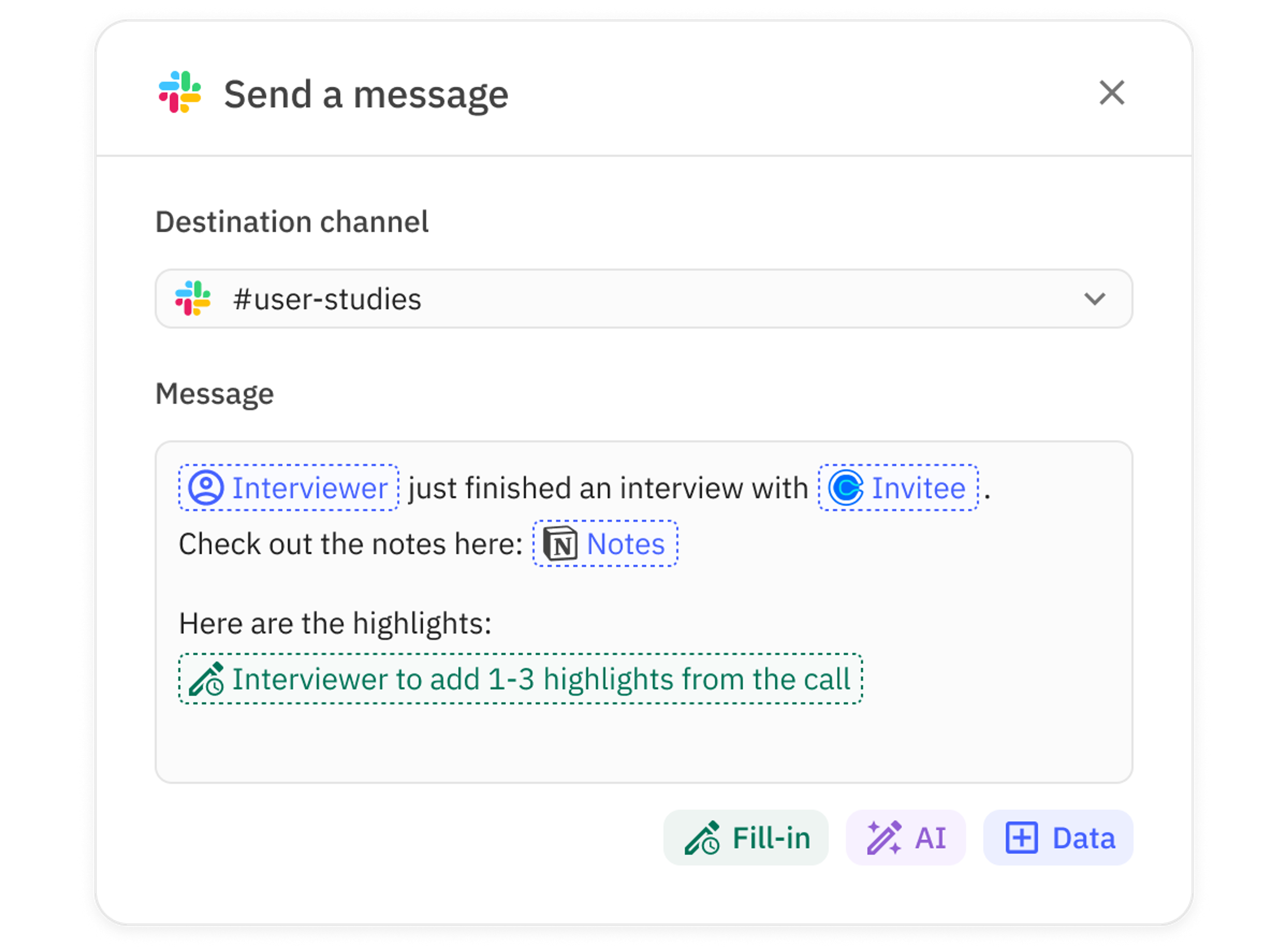 Slack automation in Relay.app with customizable fields