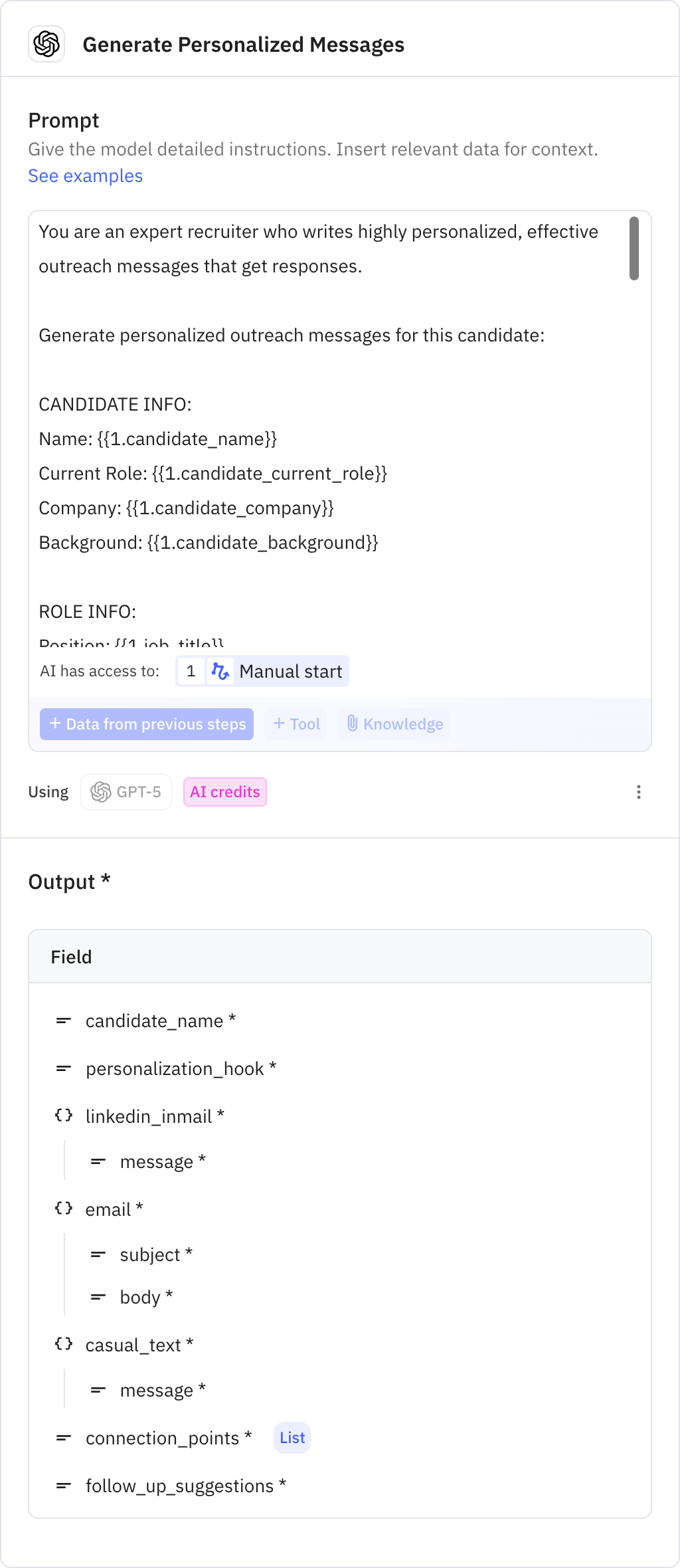 Relay.app screenshot of: Generate Personalized Messages