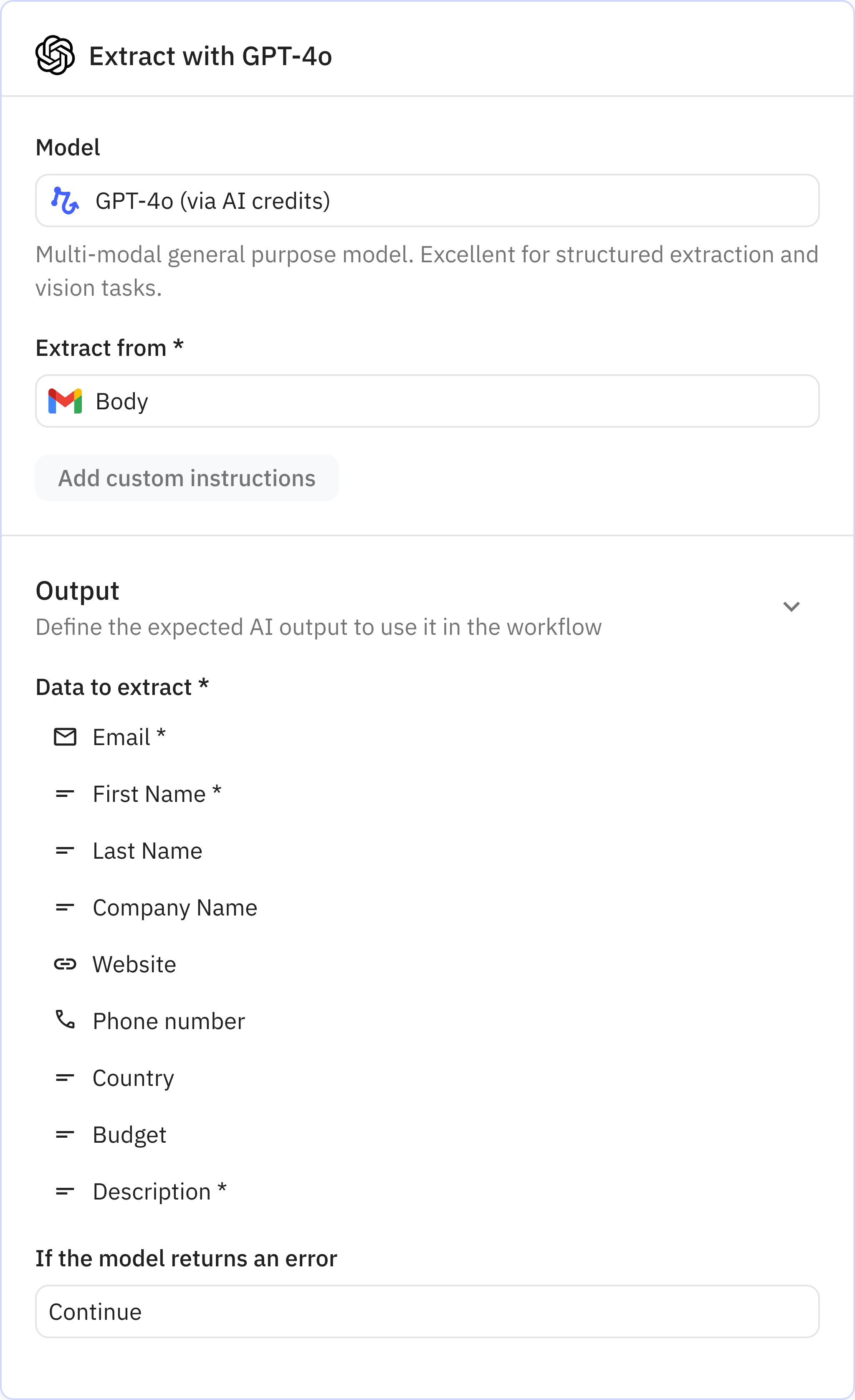 Relay.app screenshot of: Extract with GPT-4o