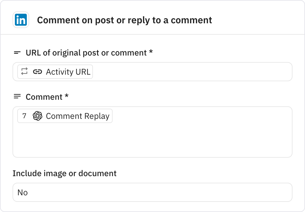Relay.app screenshot of: Comment on post or reply to a comment
