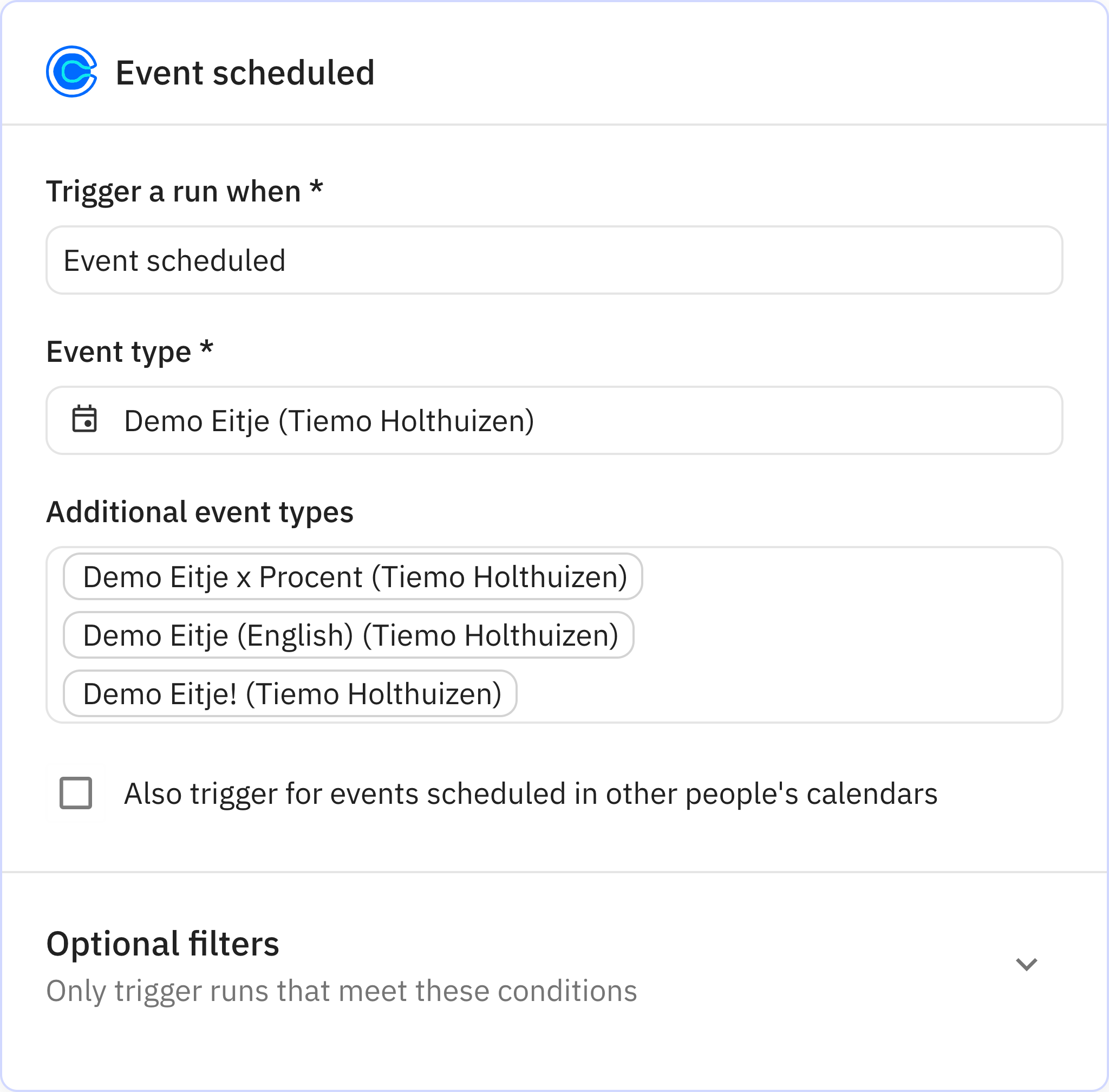 Relay.app screenshot of: Event scheduled