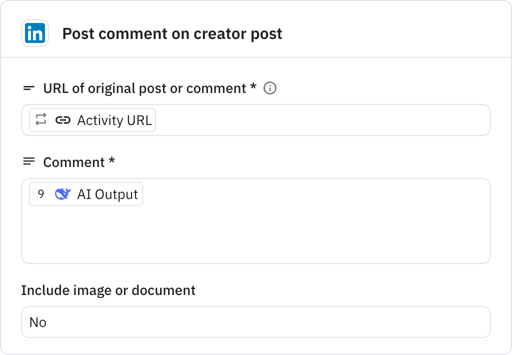Relay.app screenshot of: Post comment on creator post