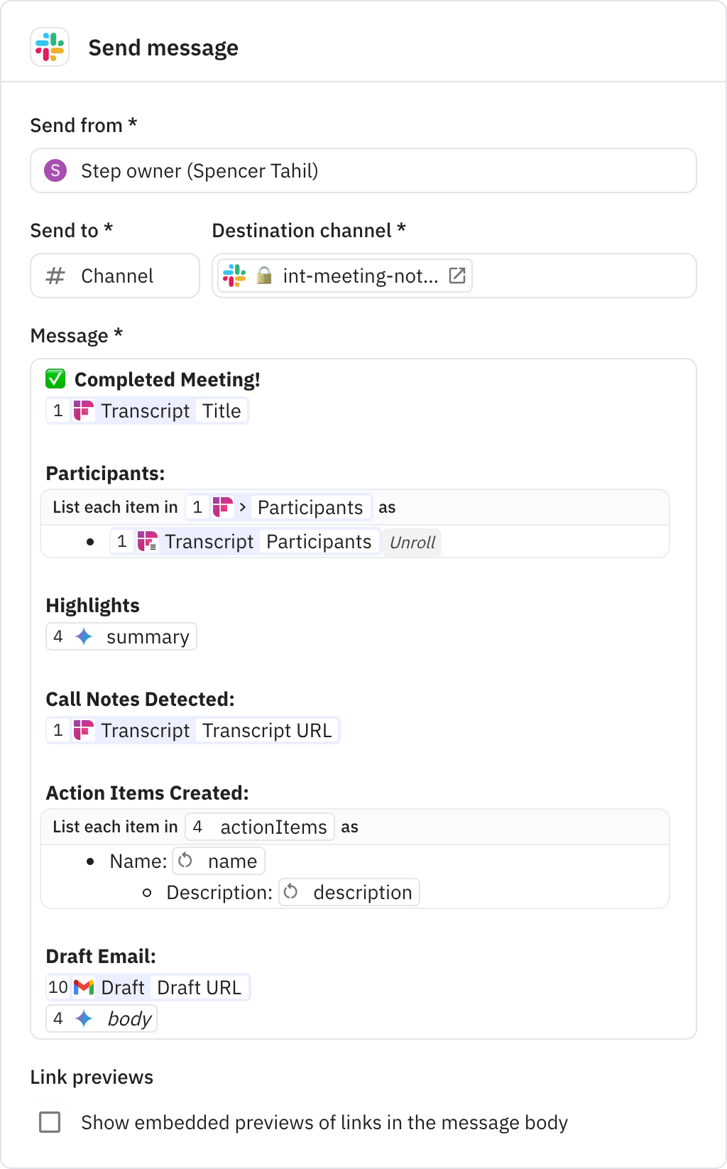 Relay.app screenshot of: Send message