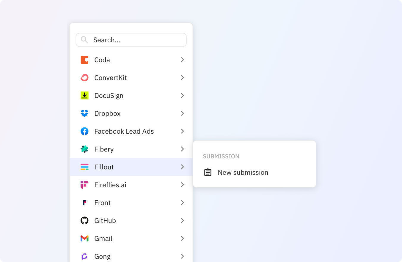 Use Relay.app's Fillout integration to trigger actions across your apps
