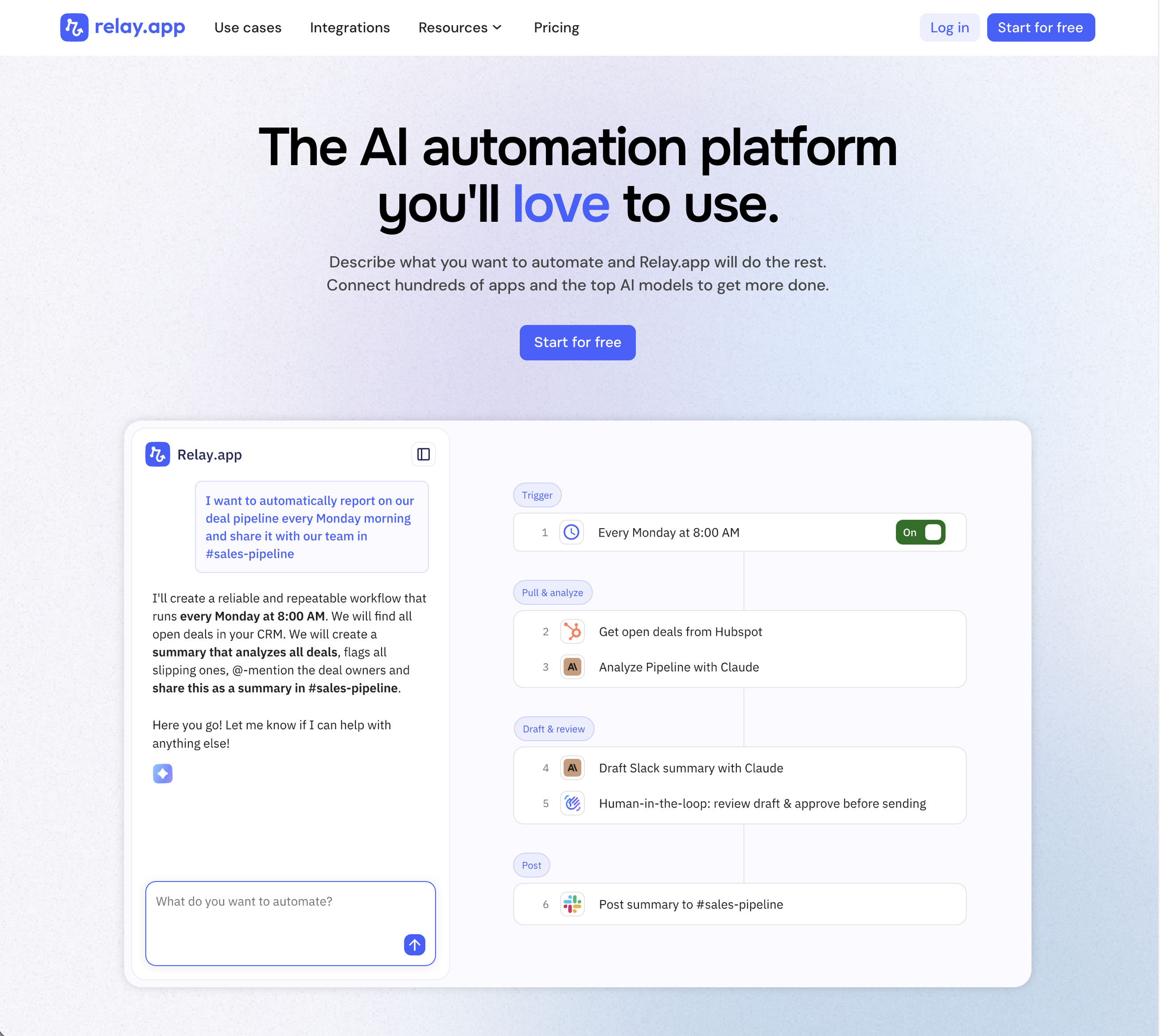Relay.app landing page
