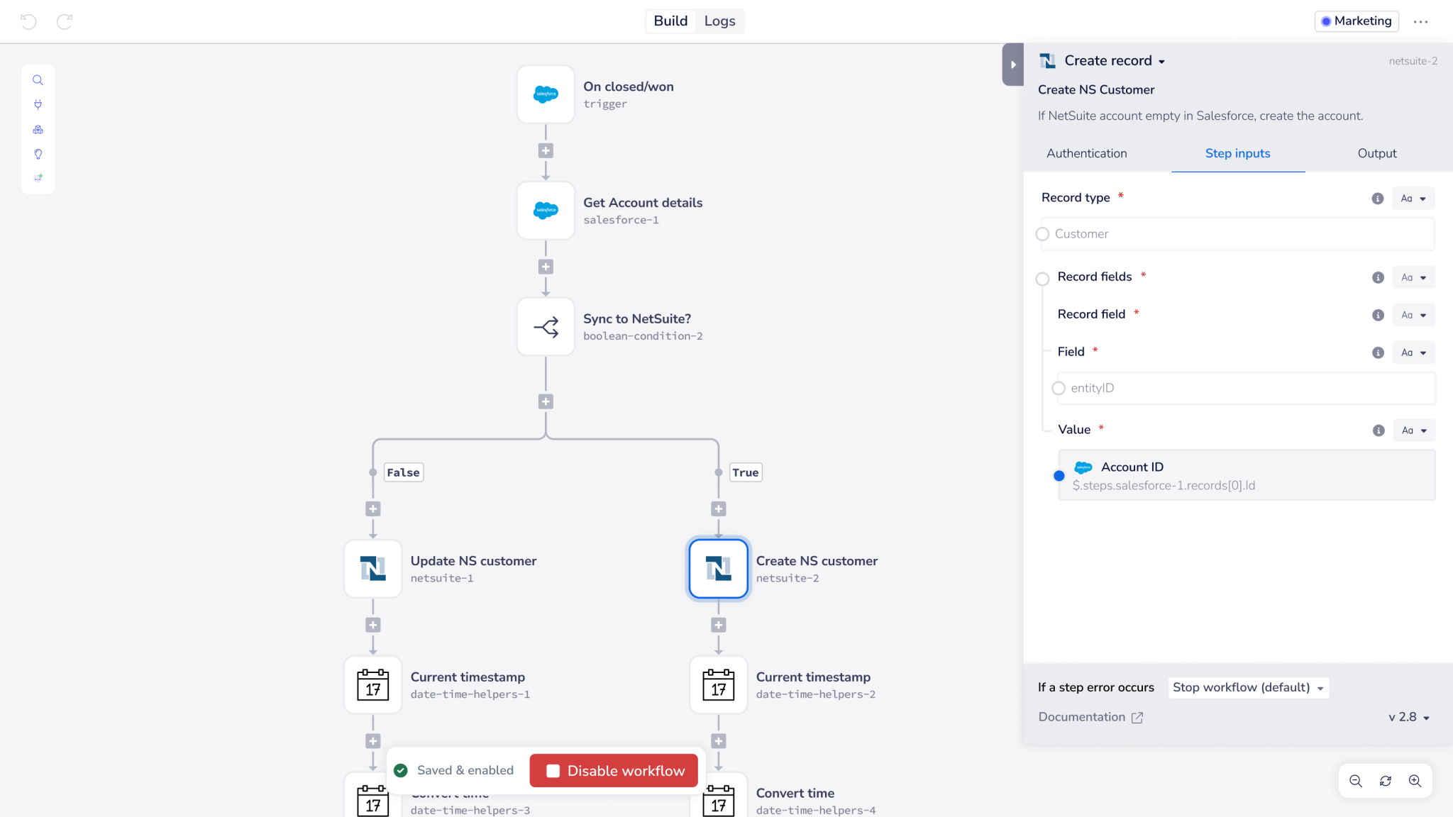 The tray.ai low-code workflow builder.