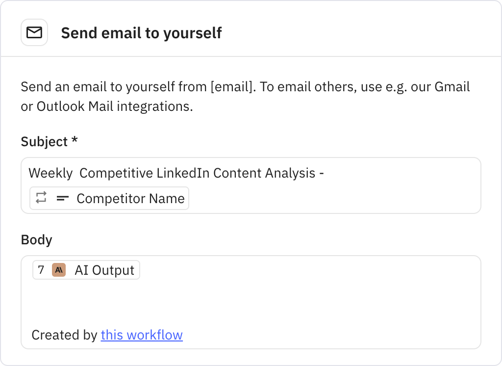 Relay.app screenshot of: Send email to yourself