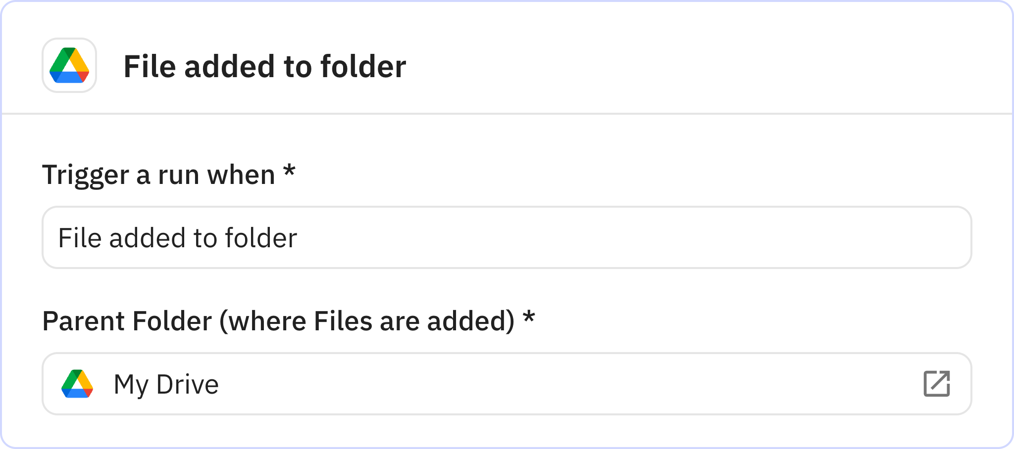 Relay.app screenshot of: File added to folder