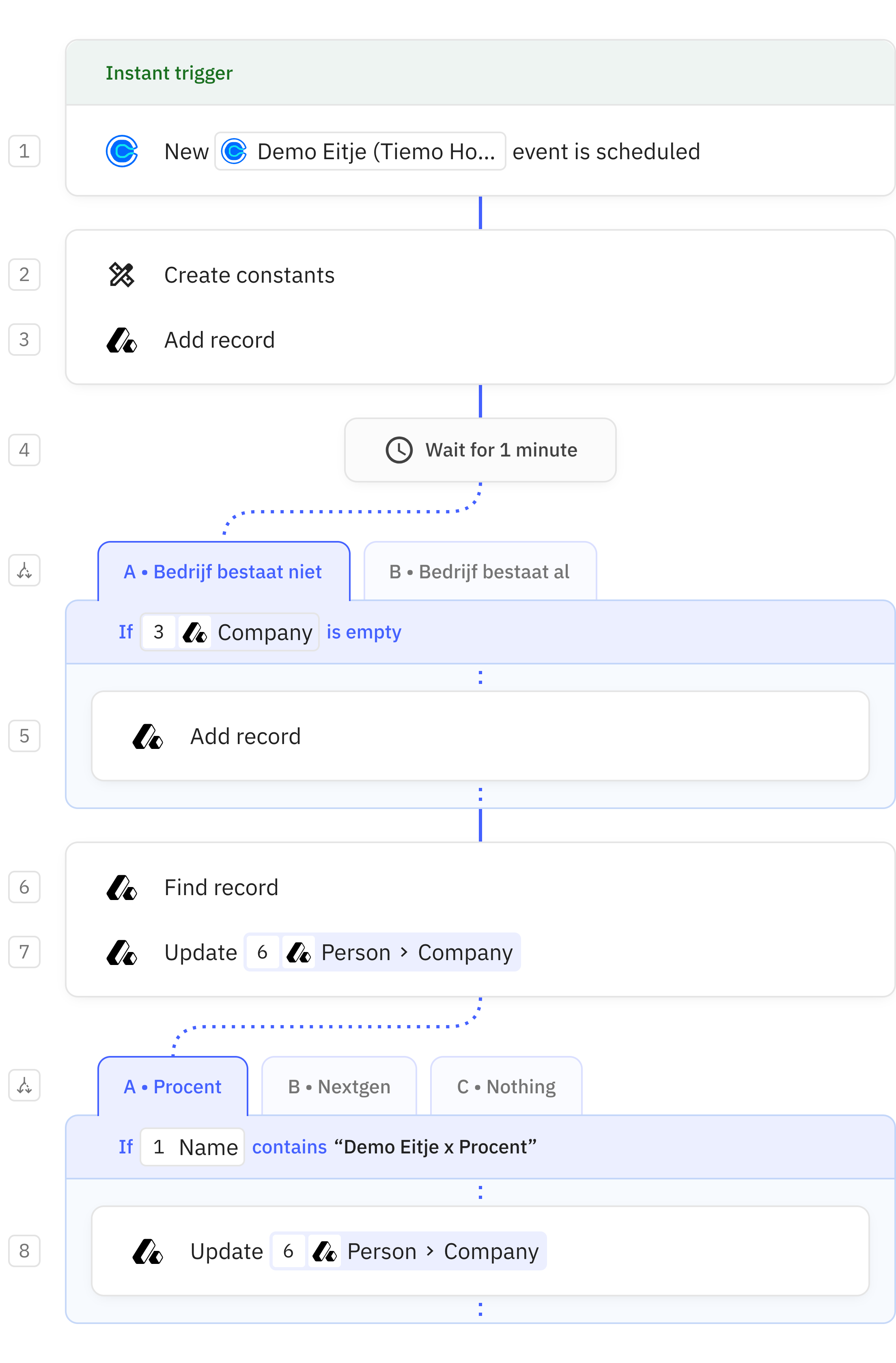 Relay.app workflow screenshot: Connect Calendly and Attio