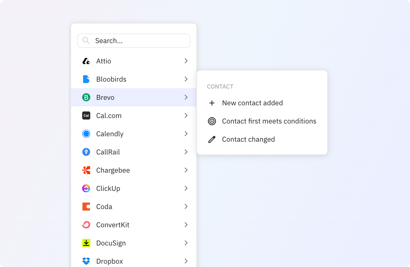 Use Relay.app's Brevo integrations to trigger actions across your apps