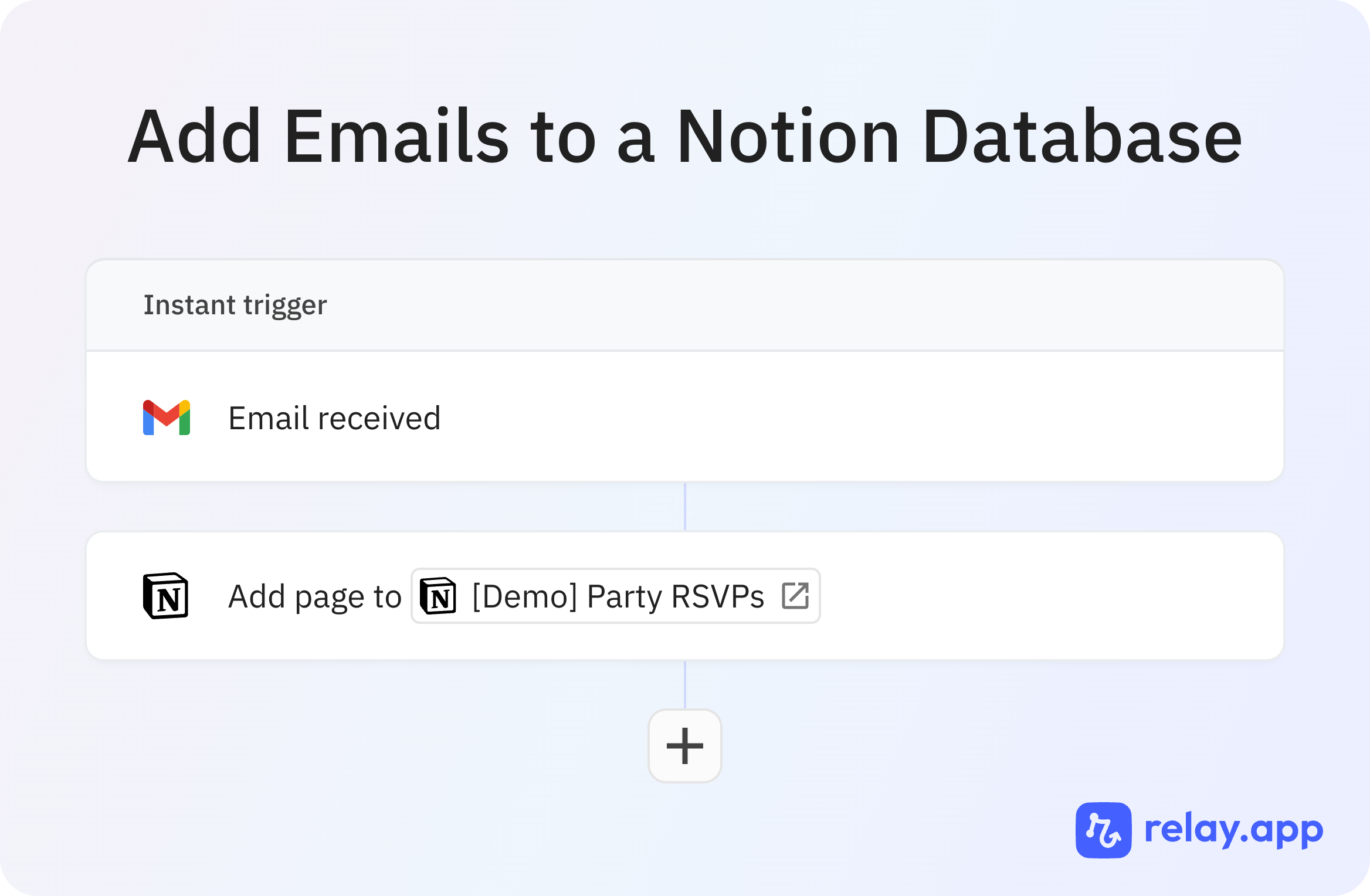 Simple workflow to add emails to a Notion database