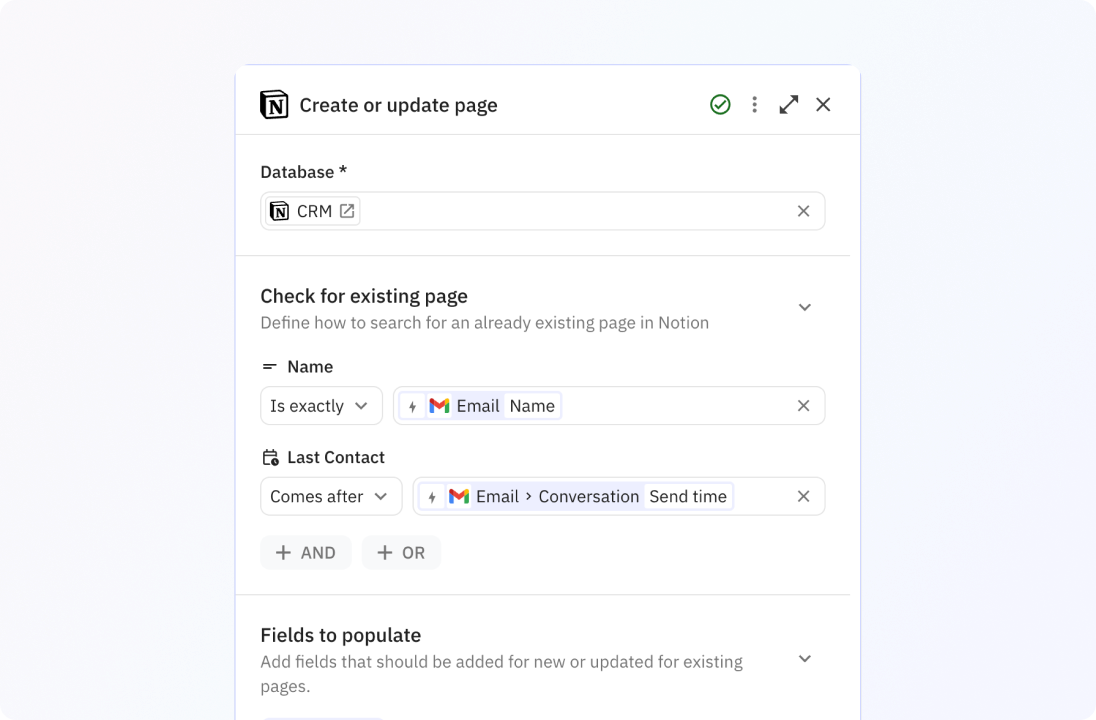 Preview of Update Notion based on any conditions you choose