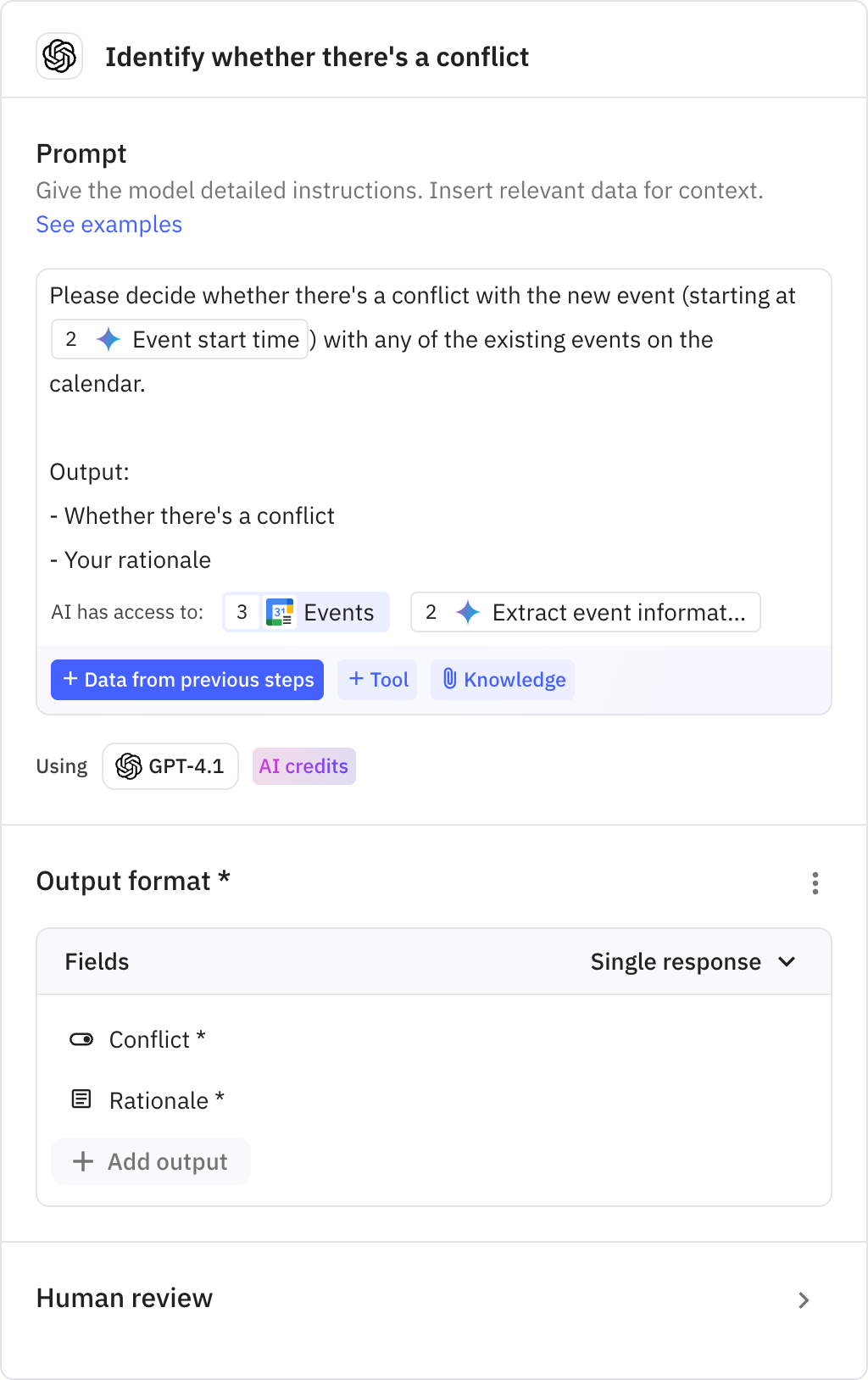 Relay.app screenshot of: Identify whether there's a conflict