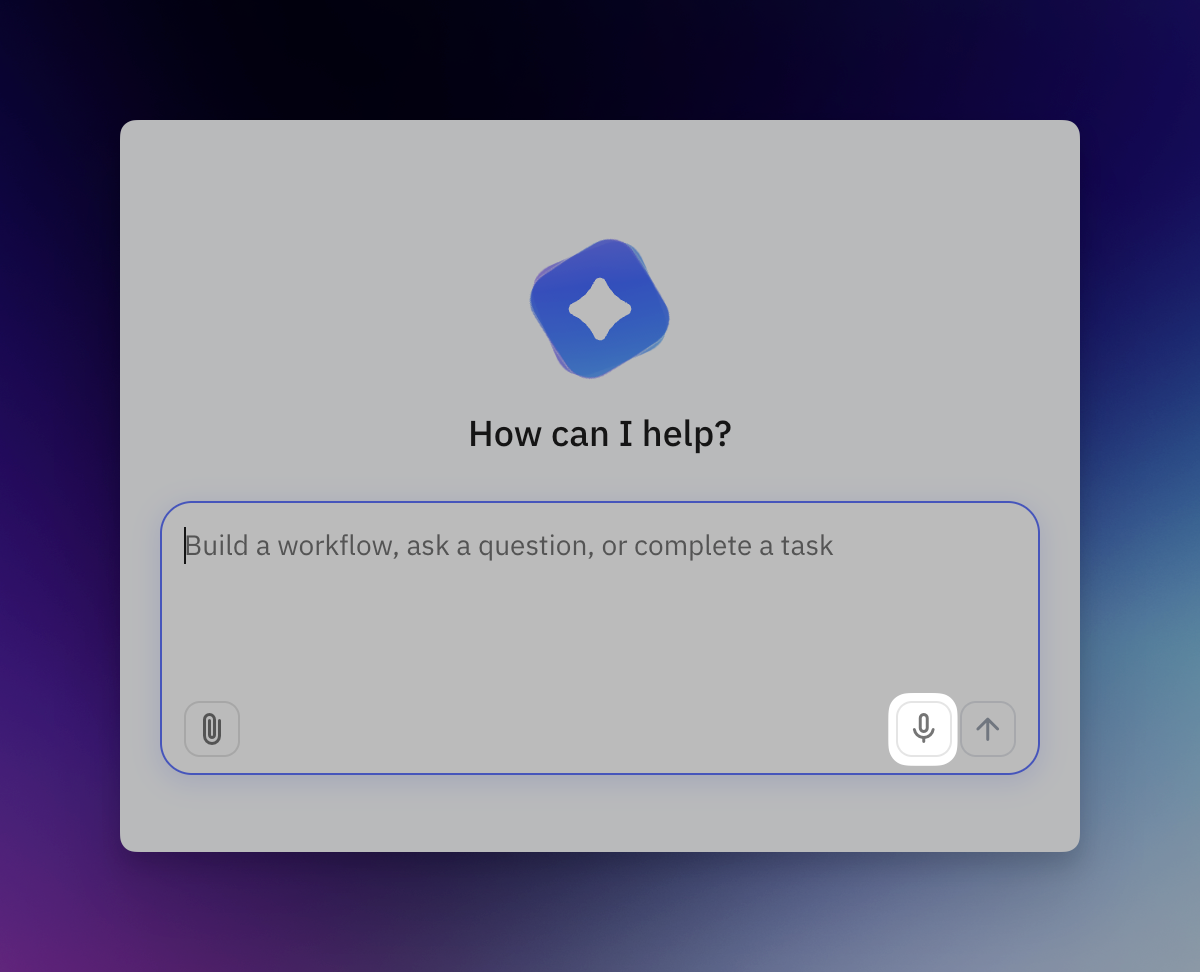Microphone button in Relay.app agent chat
