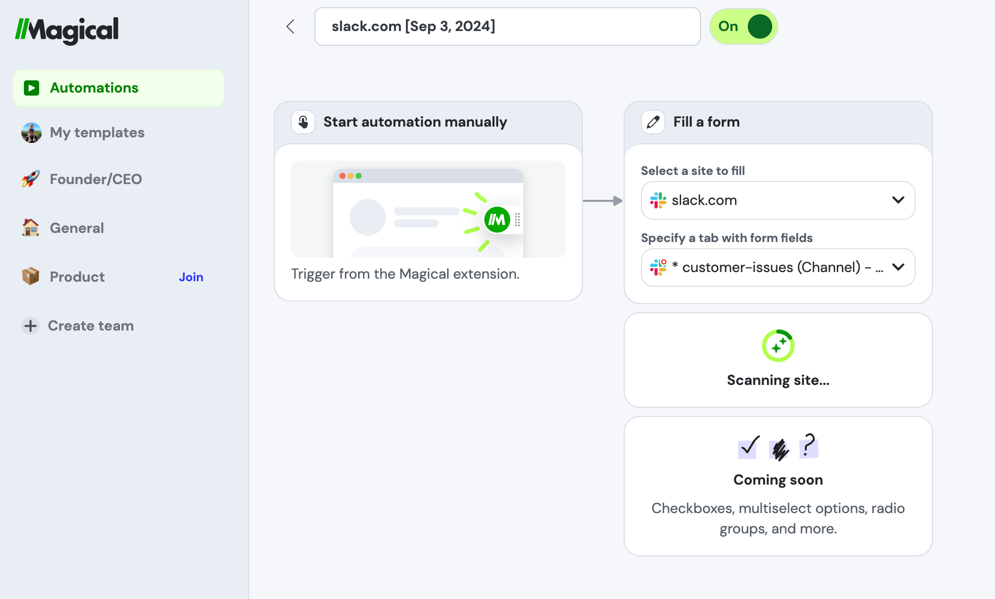 The Magical automation builder for easy data entry.