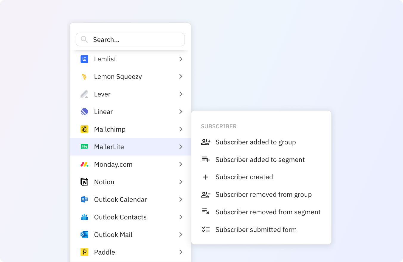 Use Relay.app's MailerLite integrations to trigger actions across your apps