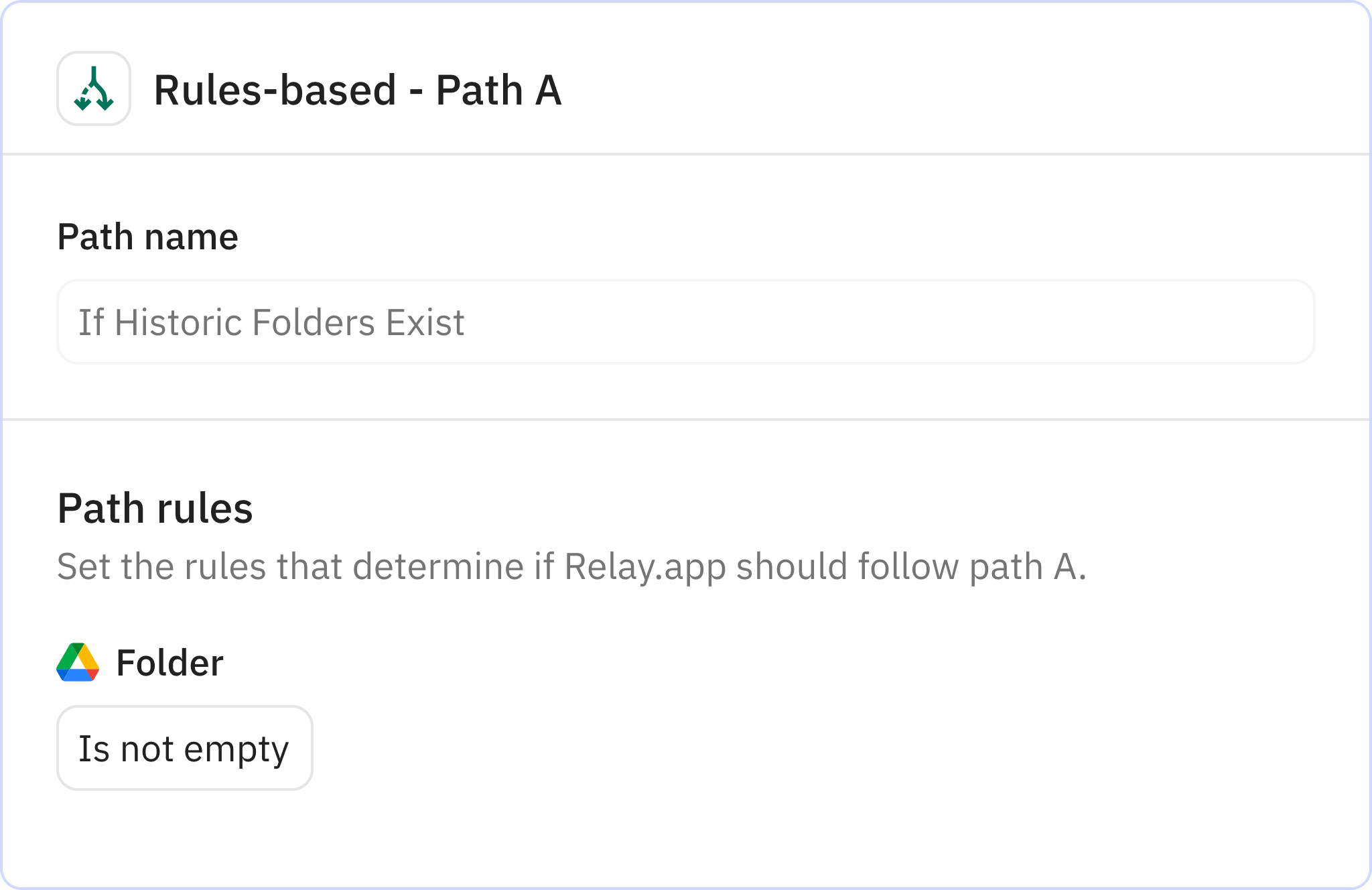 Relay.app screenshot of: If Historic Folders Exist