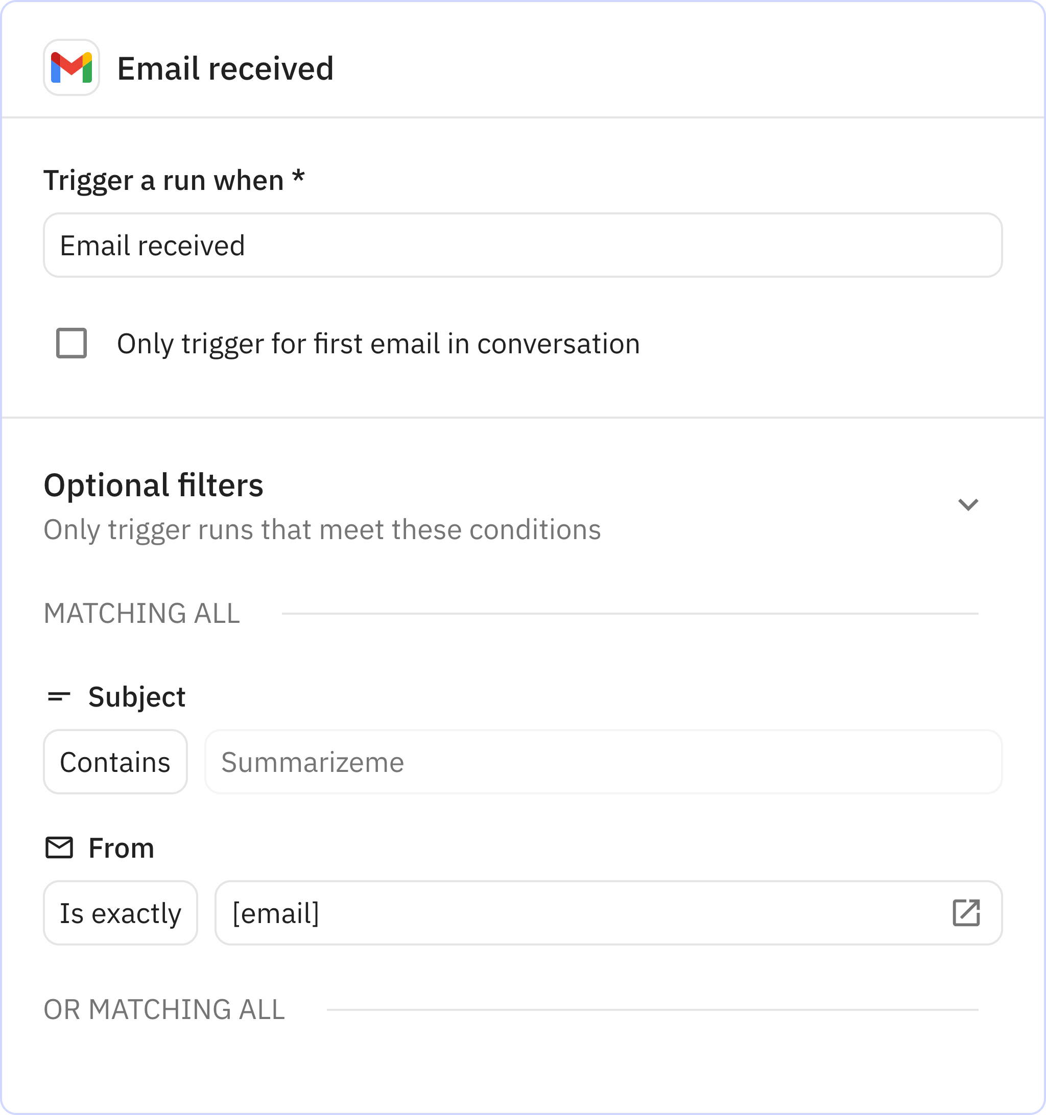 Relay.app screenshot of: Email received