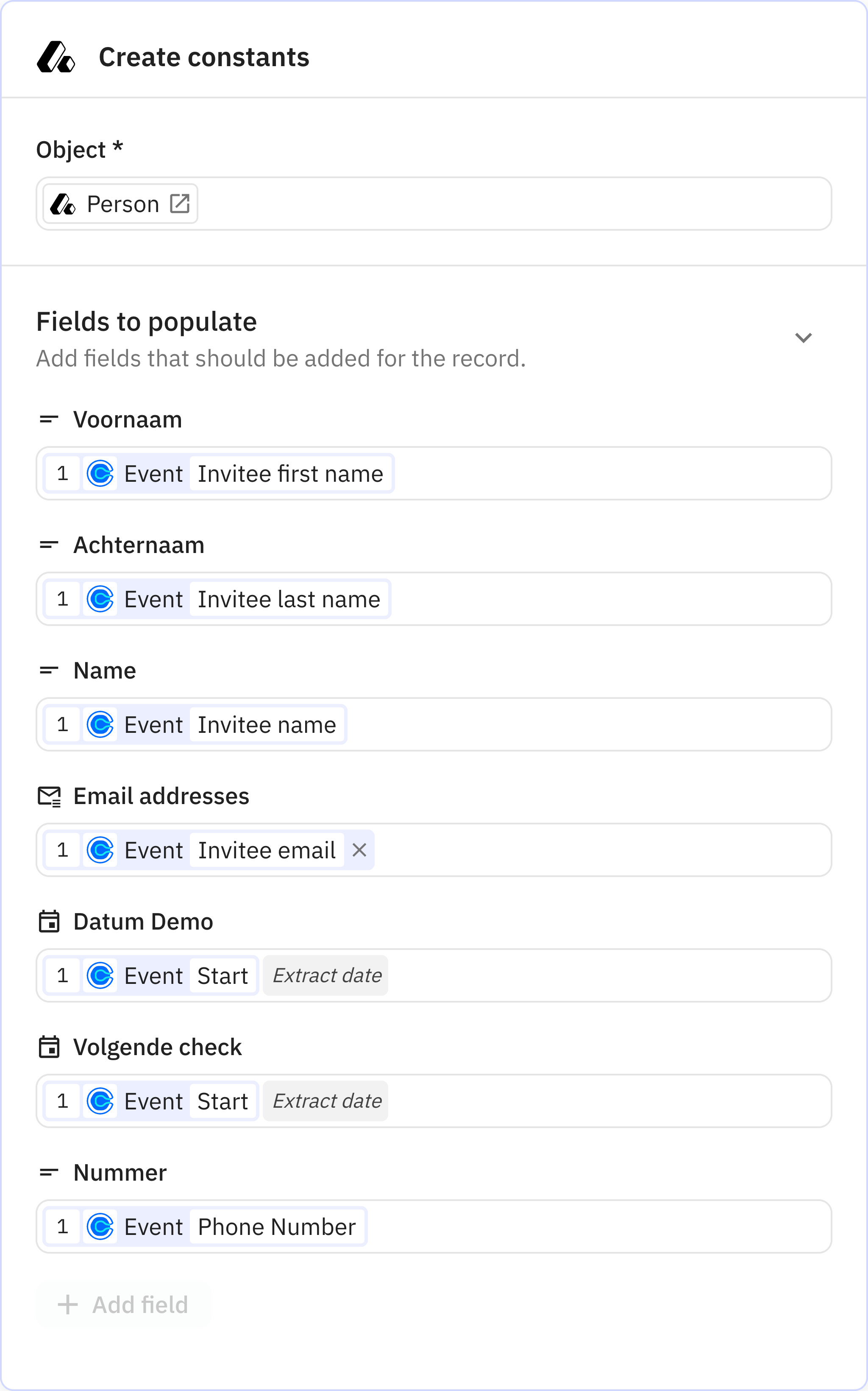 Relay.app screenshot of: Add record
