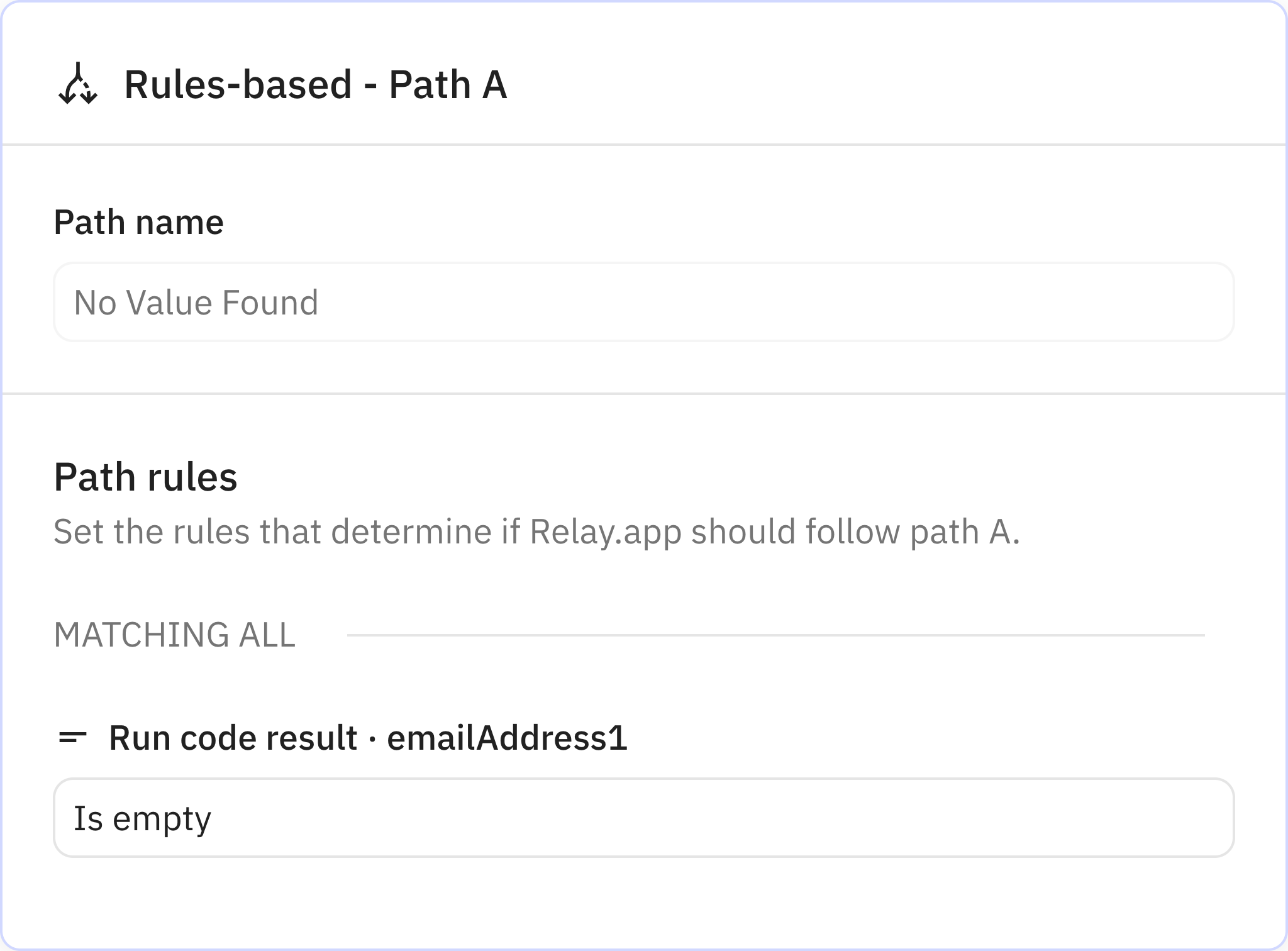 Relay.app screenshot of: No Value Found