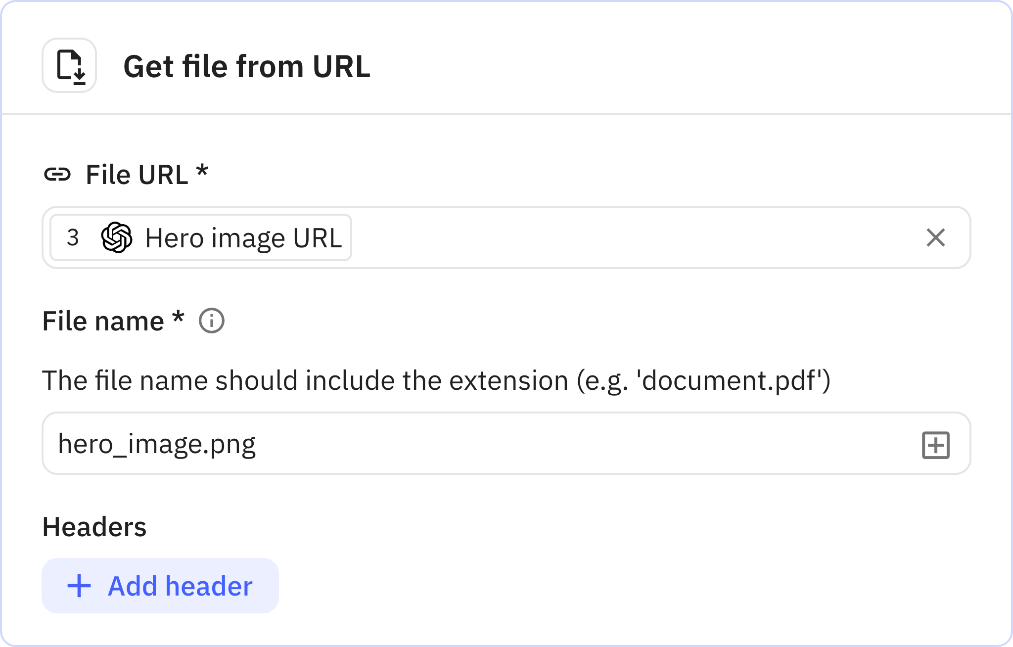 Relay.app screenshot of: Get file from URL